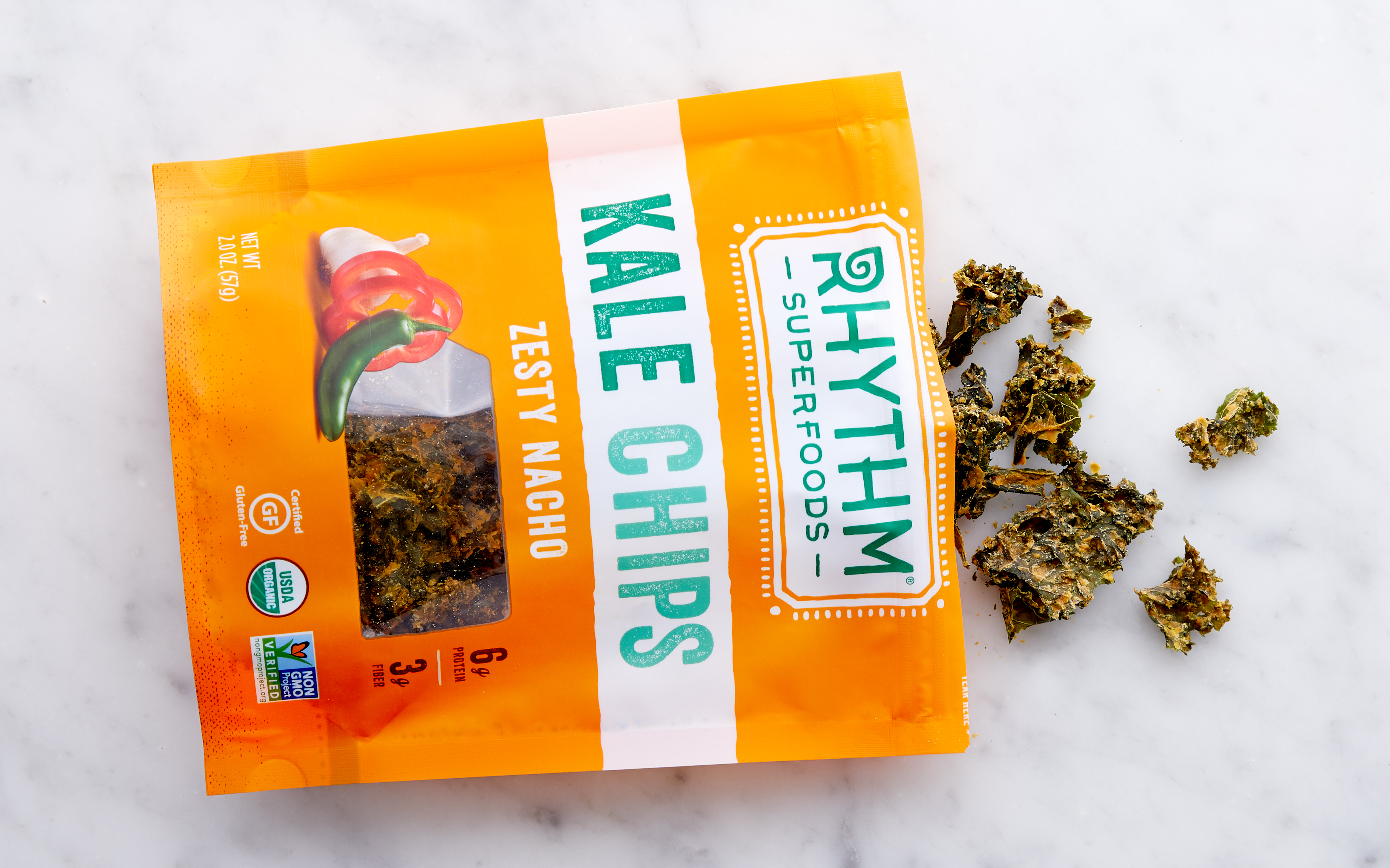 Organic Zesty Nacho Kale Chips 2 oz Rhythm Superfoods Good Eggs