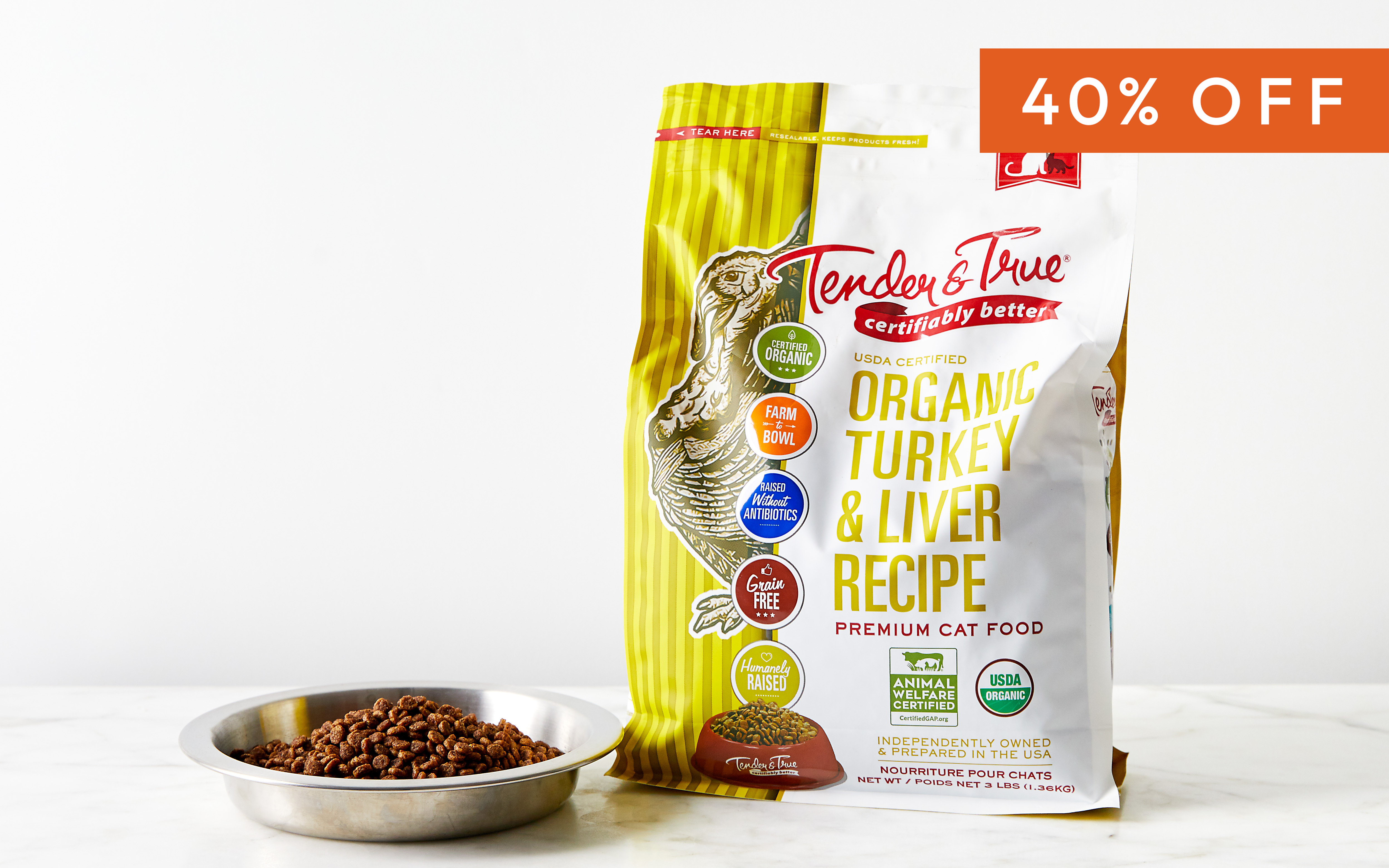 Organic Turkey Liver Recipe Dry Cat Food 3 lb Tender True