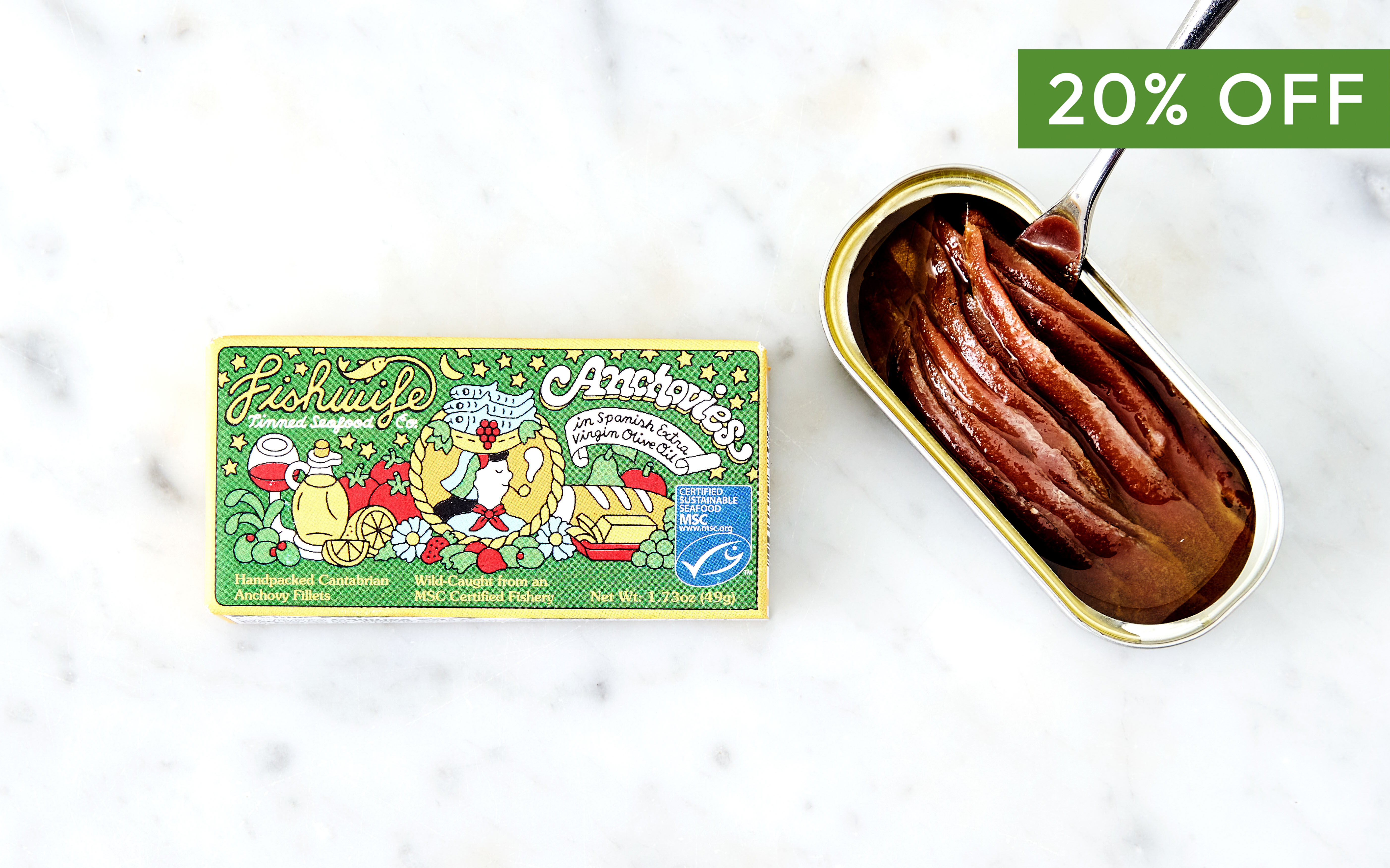 Cantabrian Anchovies in Extra Virgin Olive Oil 1.73 oz Fishwife