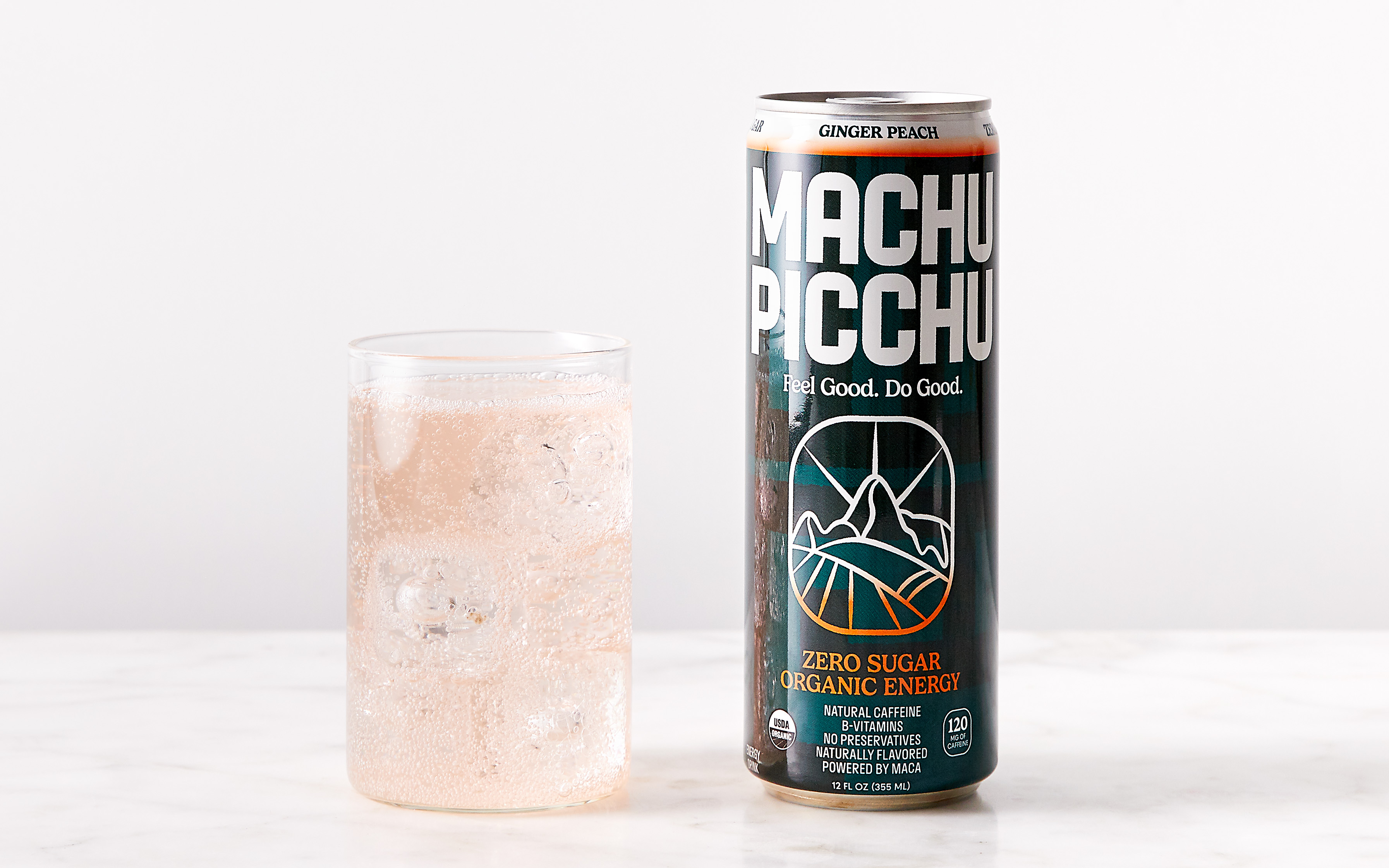 Ginger Peach Zero Sugar Organic Energy Drink | 12 fl oz | Machu 