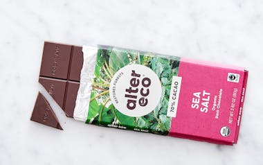 Organic Deep Dark Sea Salt Chocolate Bar (70%)