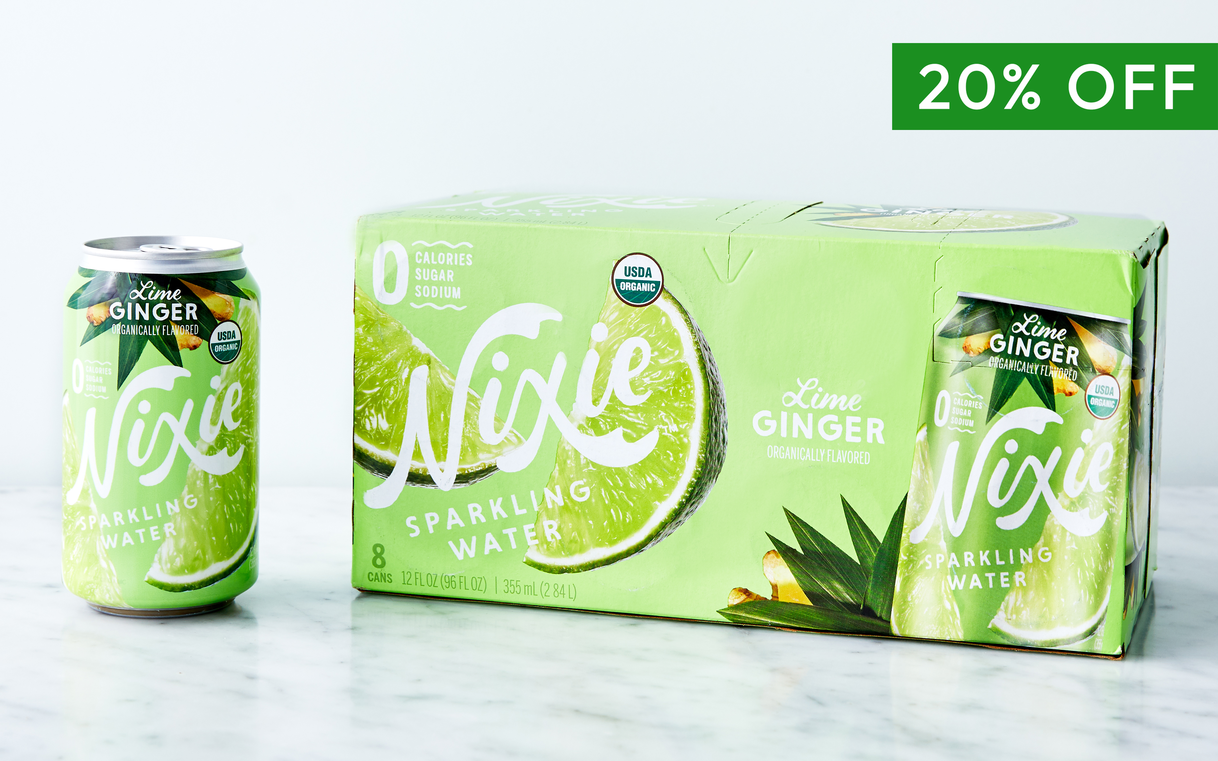 Lime Ginger Organic Sparkling Water 8 count Nixie Sparkling Water Good Eggs