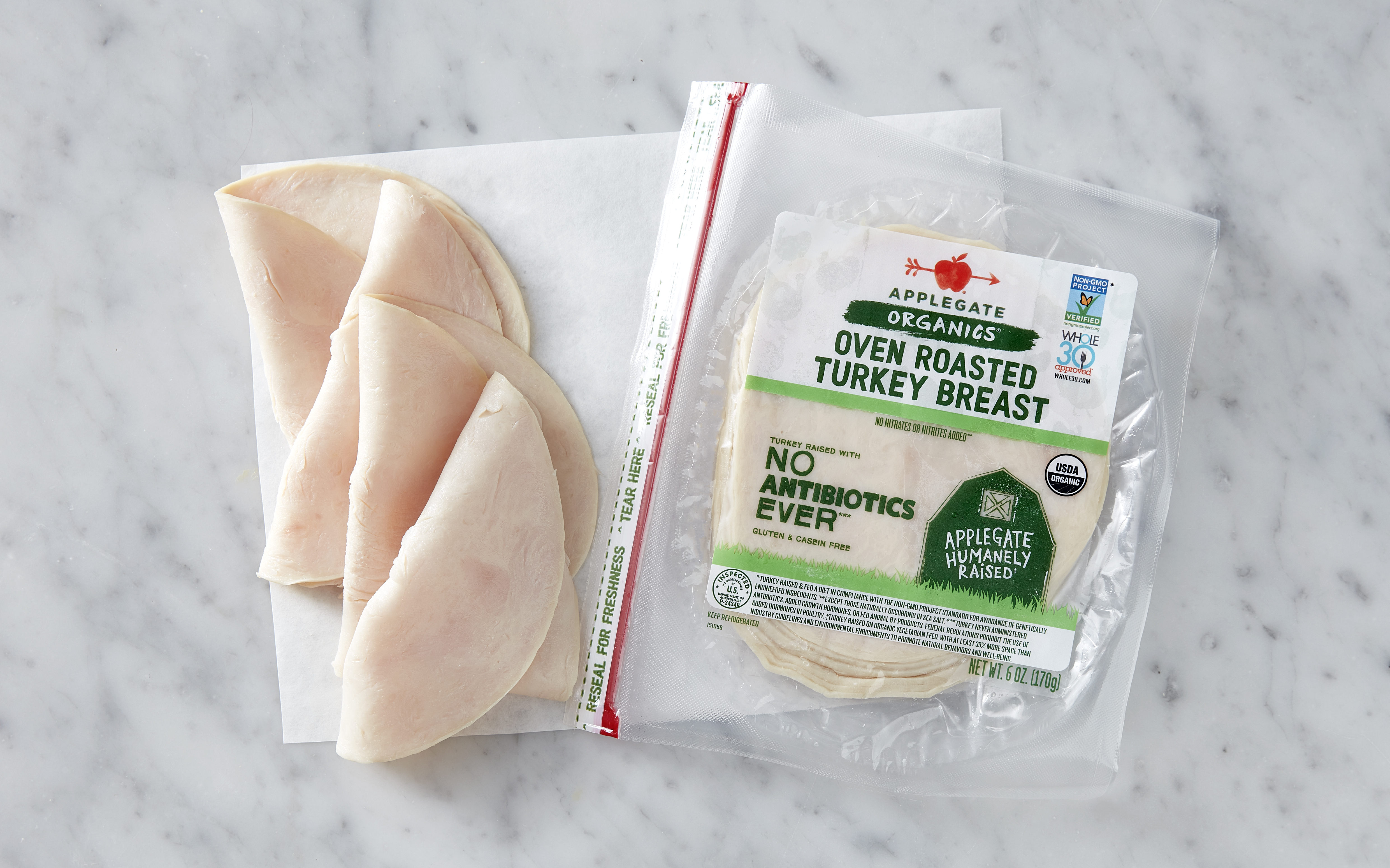 Organic Oven Roasted Sliced Turkey Breast 6 oz Applegate Farms