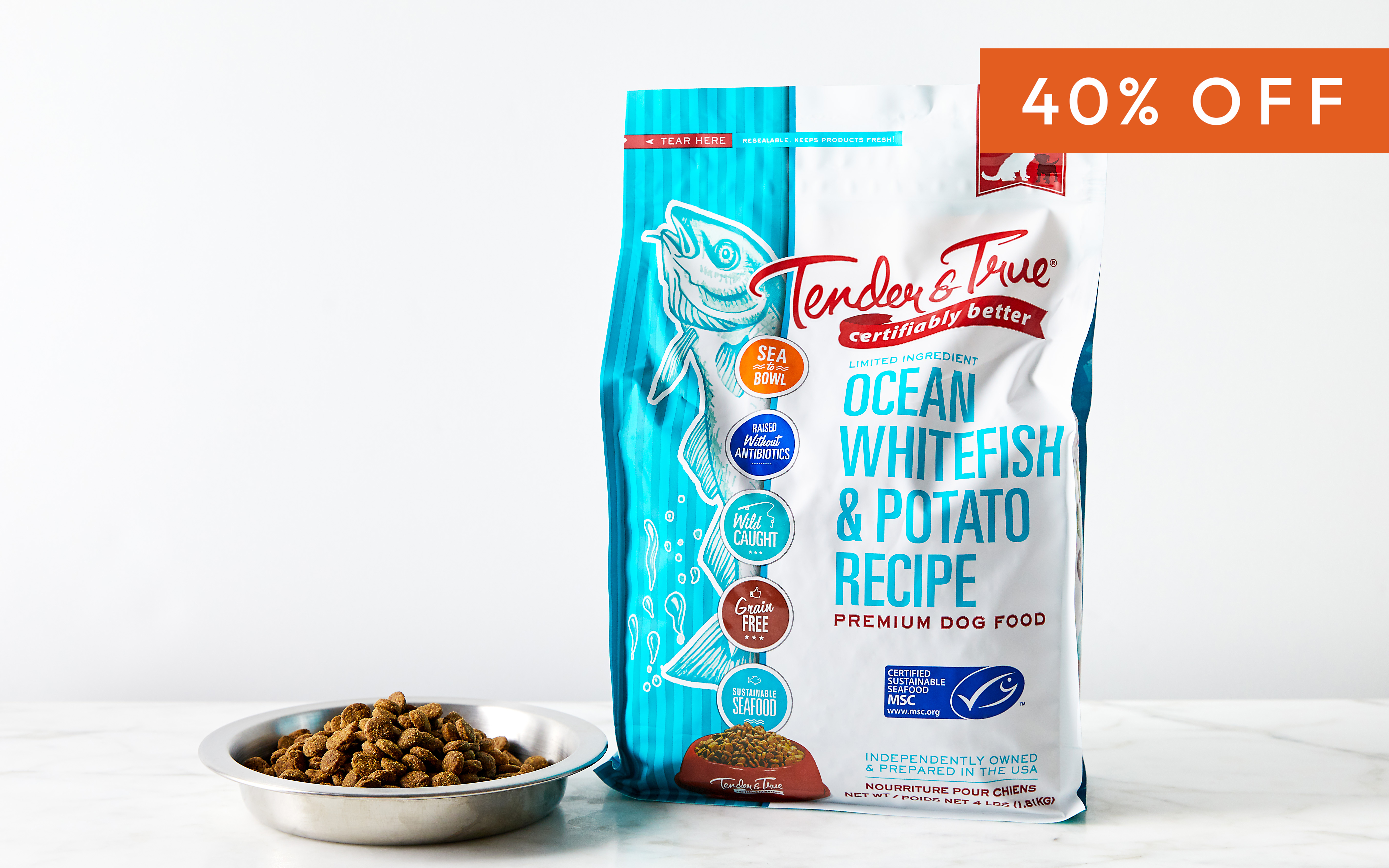 Ocean Whitefish Potato Recipe Dry Dog Food 4 lb Tender