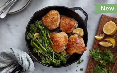 Family-Size One-Pan Chicken Thighs with Charred Baby Broccoli