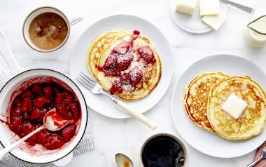 Lemon-Ricotta Pancakes with Strawberry Quick Jam
