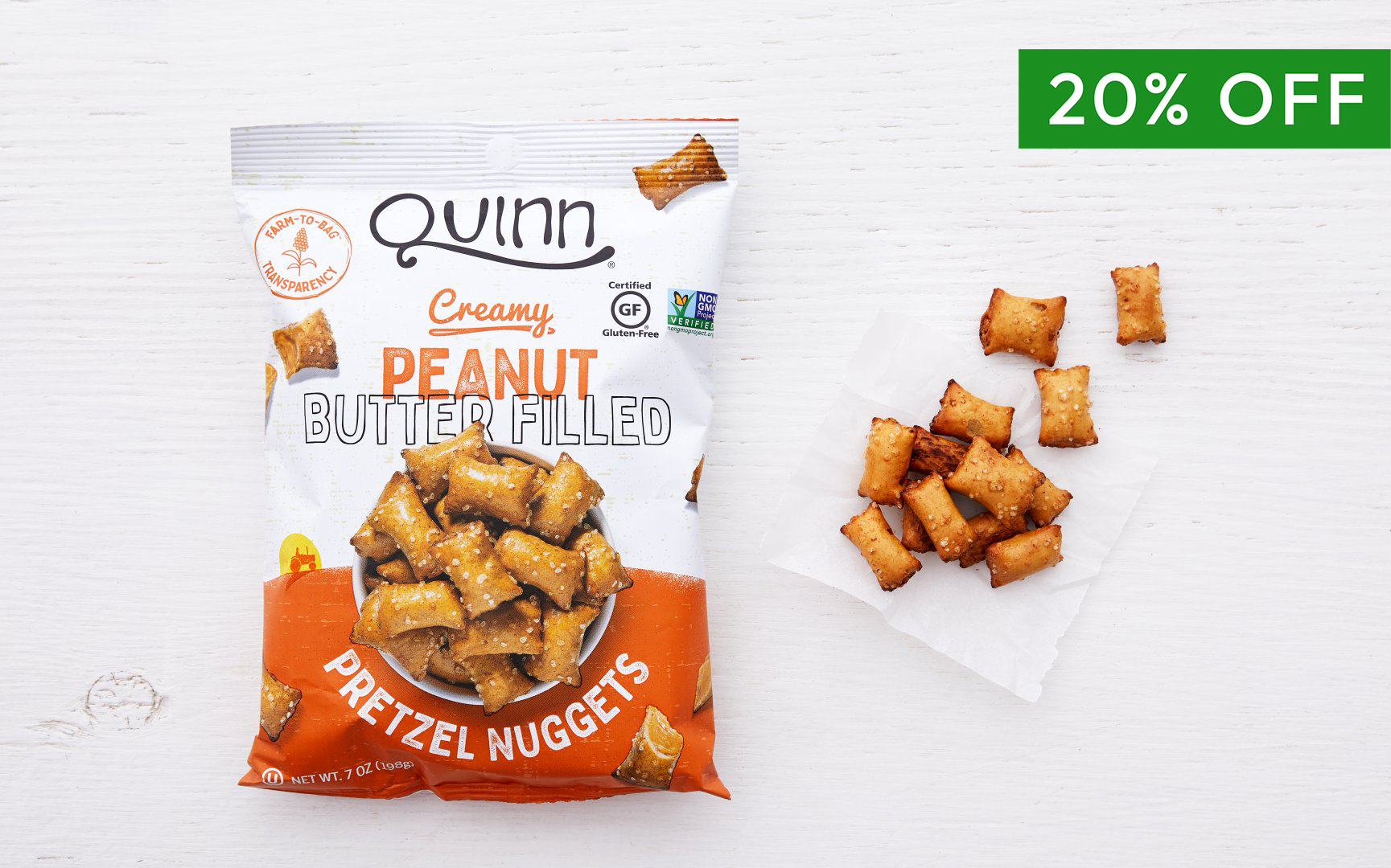 Peanut Butter Pretzel Nuggets 7 oz Quinn Snacks Good Eggs