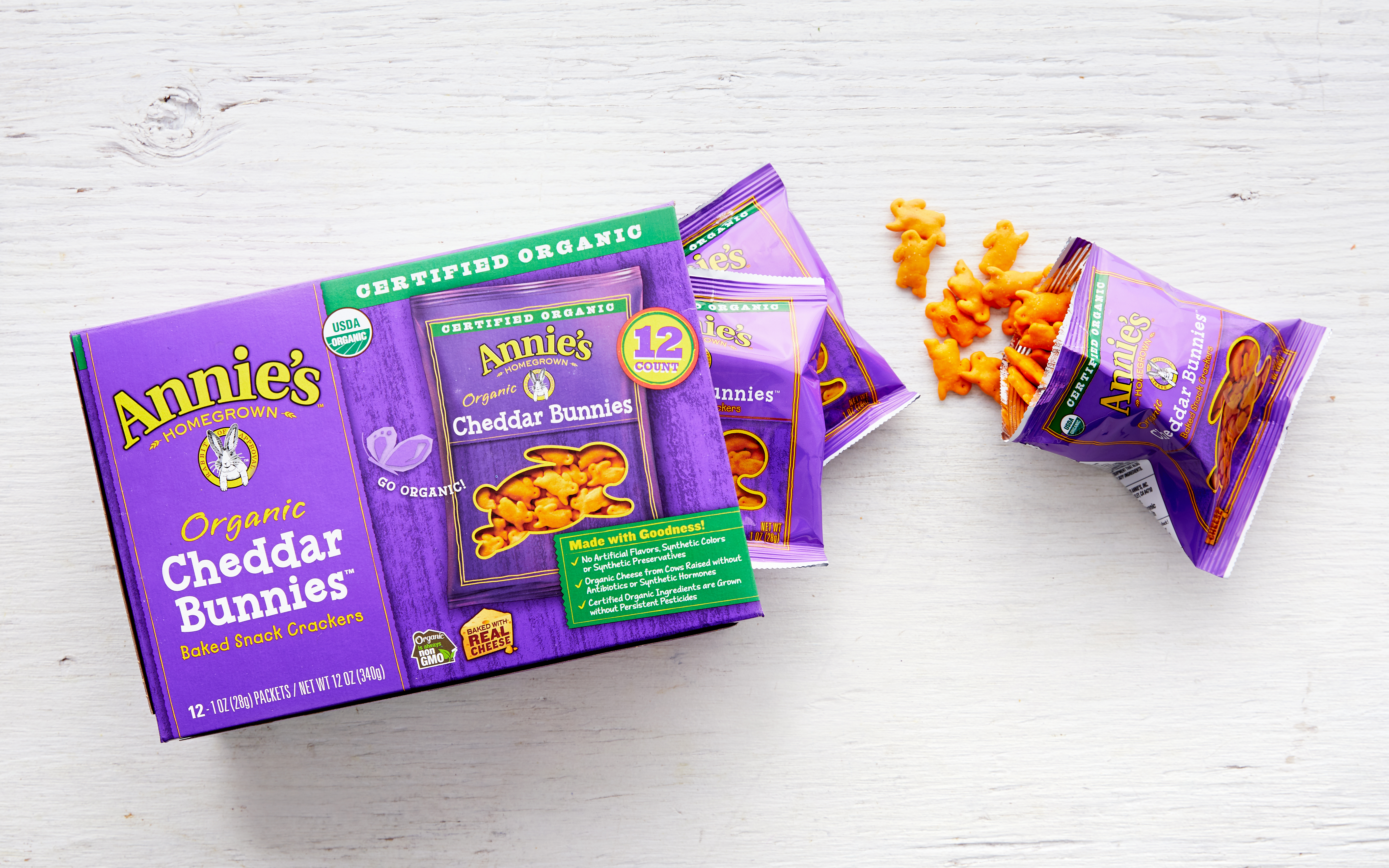 Organic Cheddar Bunnies Snack Packs 12 count Annie's Homegrown