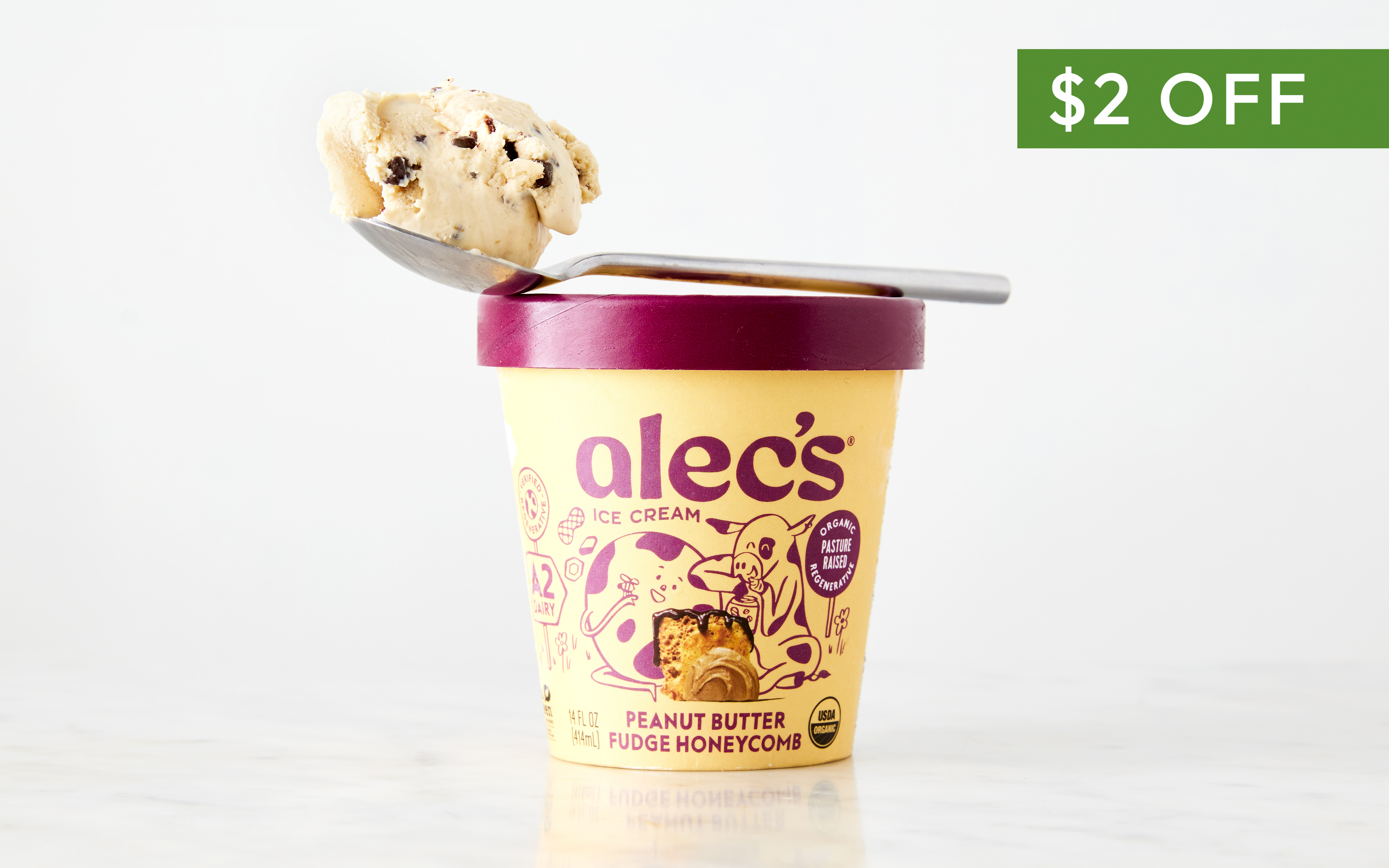 Peanut Butter Fudge Ice Cream 14 oz Alec's Ice Cream