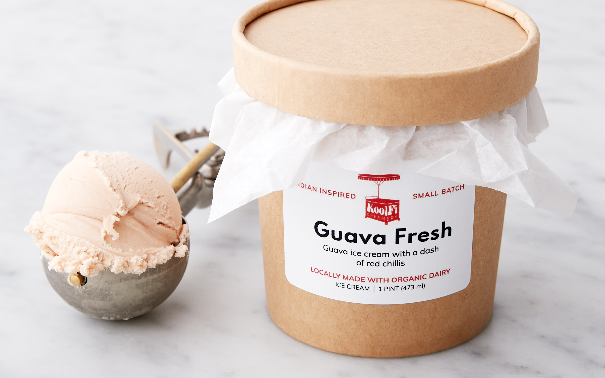 Guava Ice Cream with Indian Red Chilli 1 pint Koolfi Creamery Good Eggs