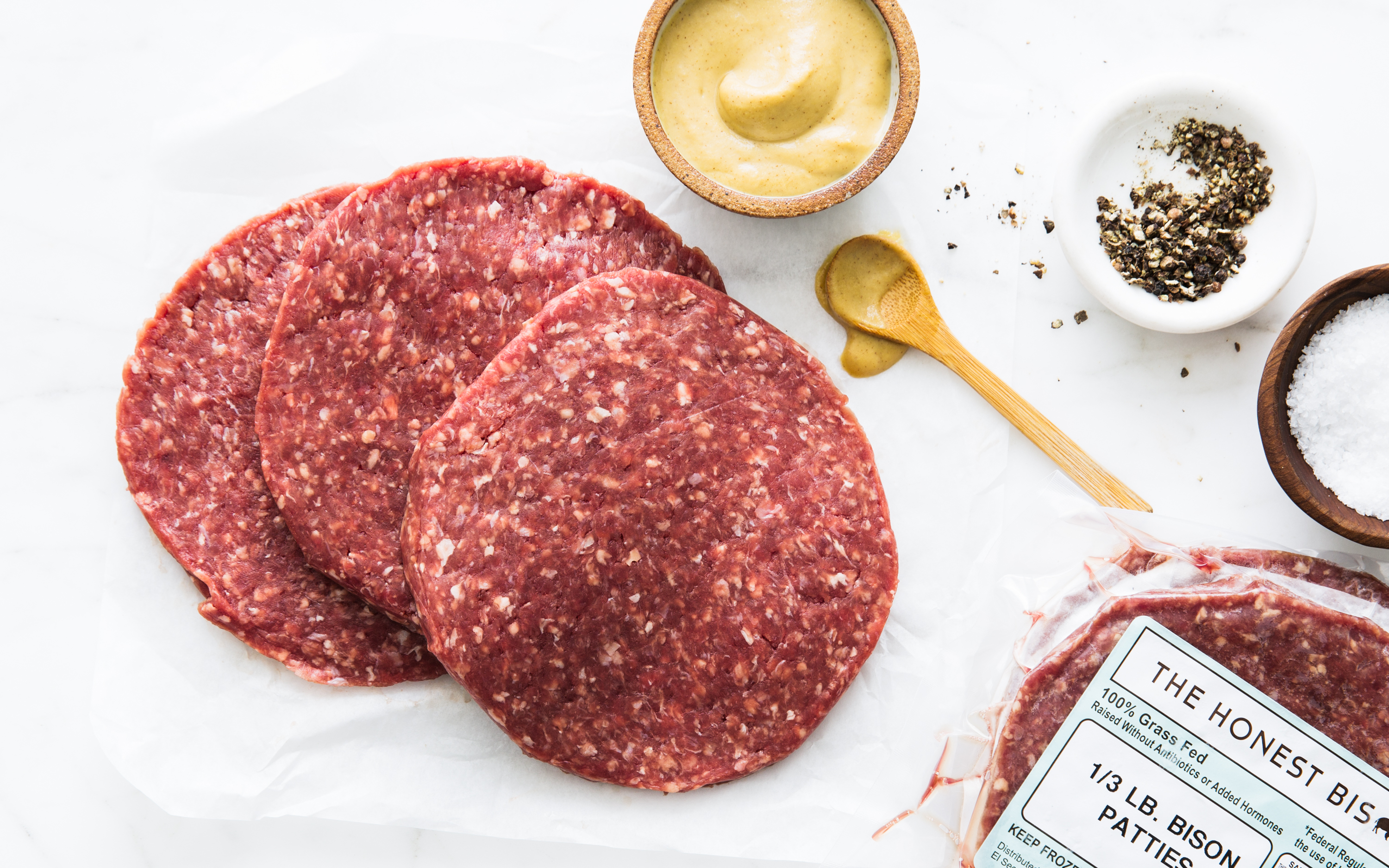 GrassFed Bison Burger Patties (Frozen) 1 lb The Honest Bison