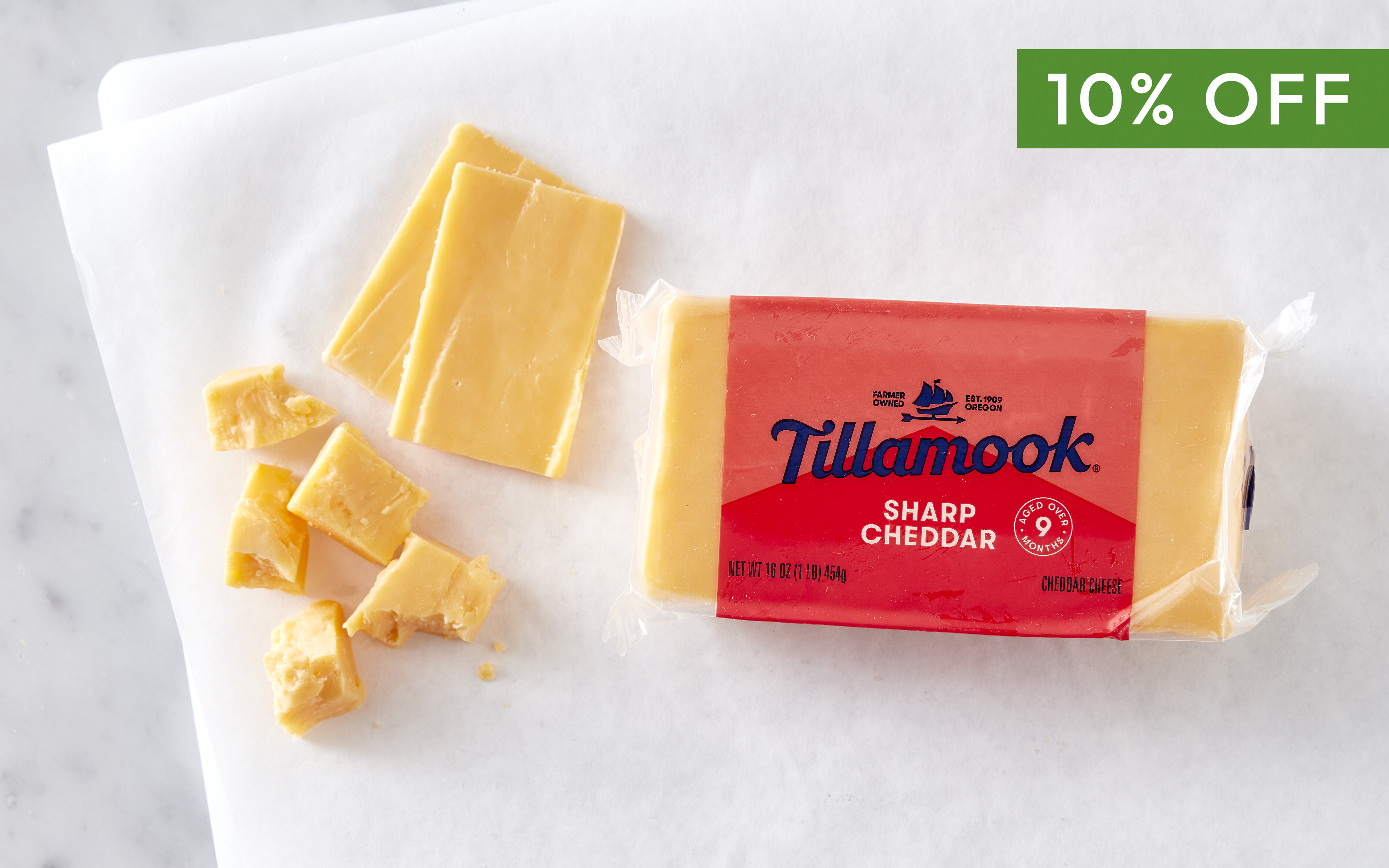 Sharp Cheddar Cheese Block 16 oz Tillamook Good Eggs