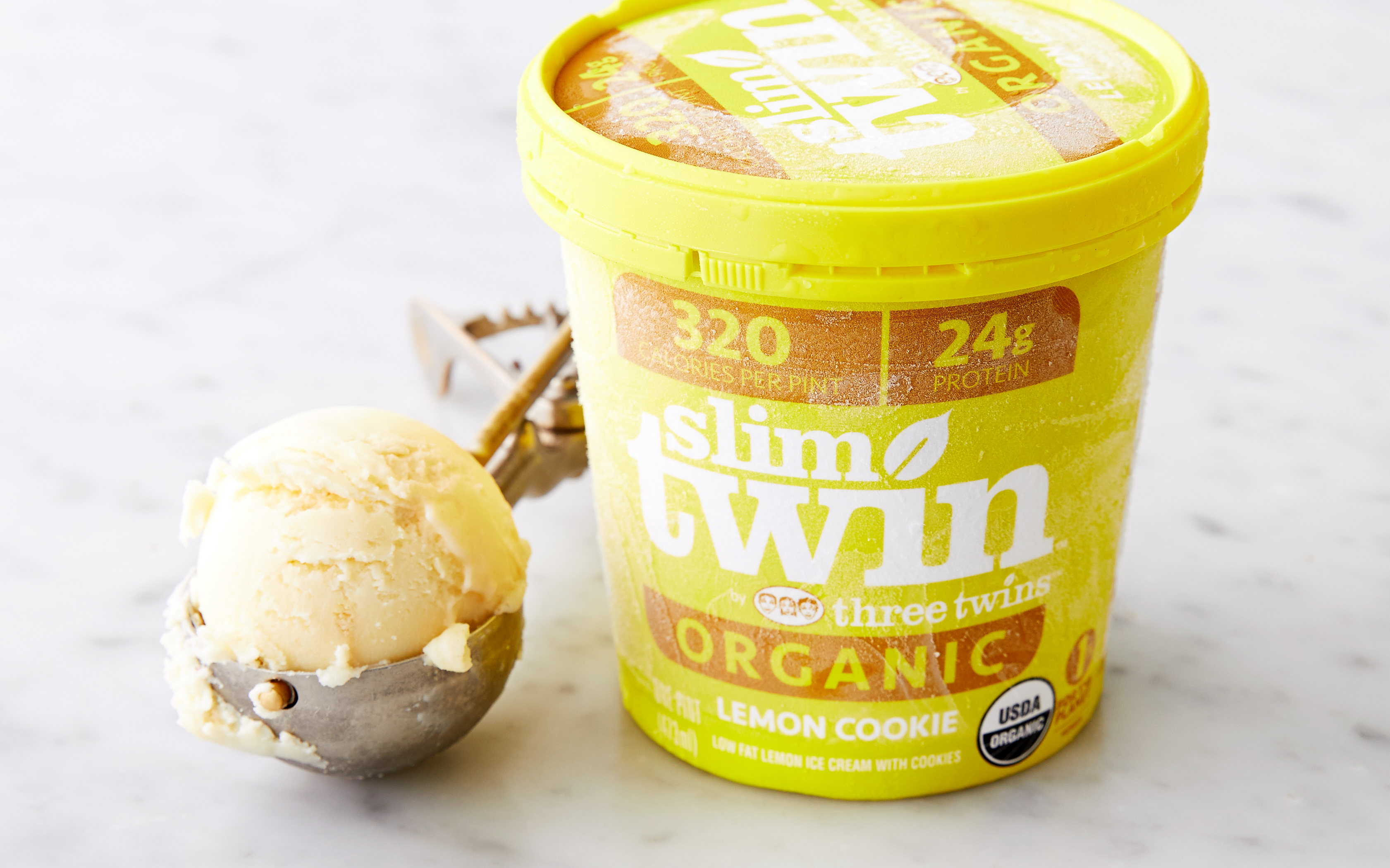 Organic Slim Twin Lemon Cookie Ice Cream 1 pint Three Twins Ice