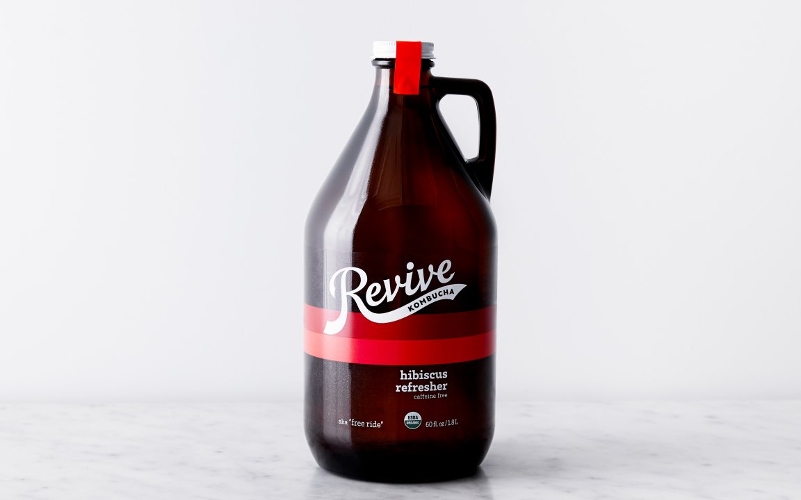 Organic Hibiscus Refresher Kombucha Growler 60 fl oz Revive