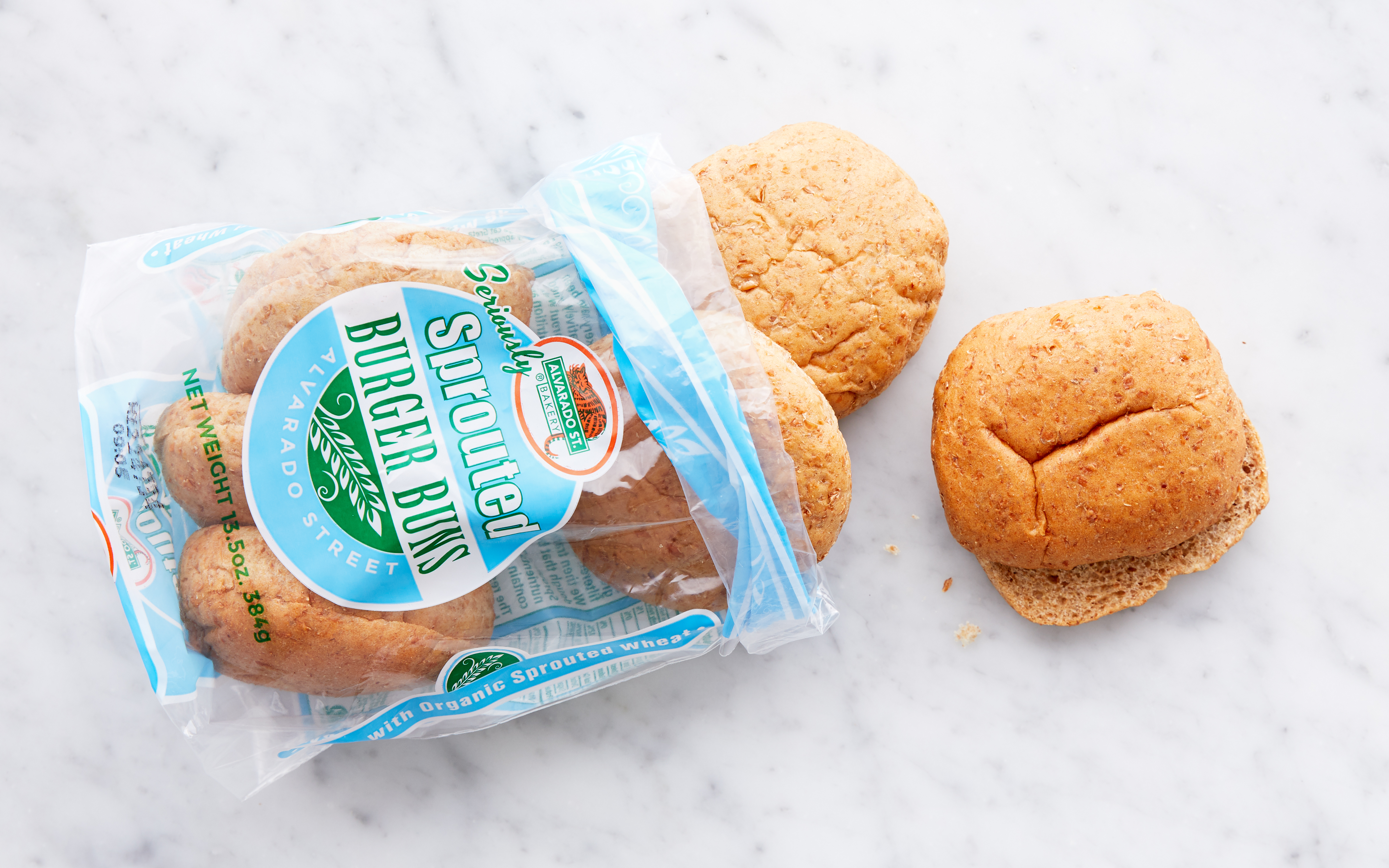 Sprouted Wheat Hamburger Buns 6 count Alvarado Street Bakery Good