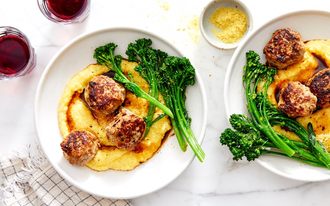 DairyFree Turkey Meatballs with Polenta & Broccoli 3 servings Good