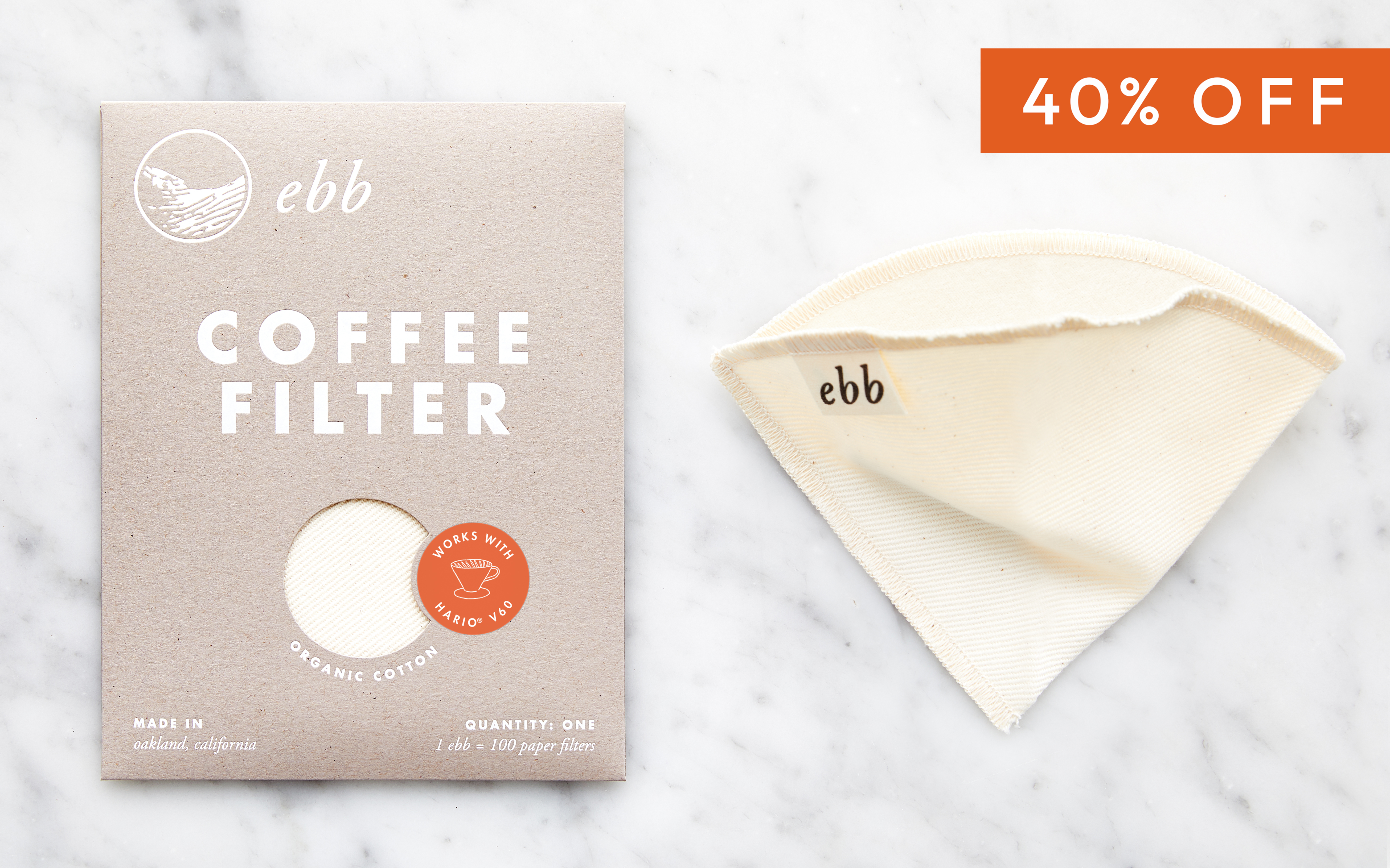 Reusable V60 Coffee Filter 1 count Ebb Filter Good Eggs