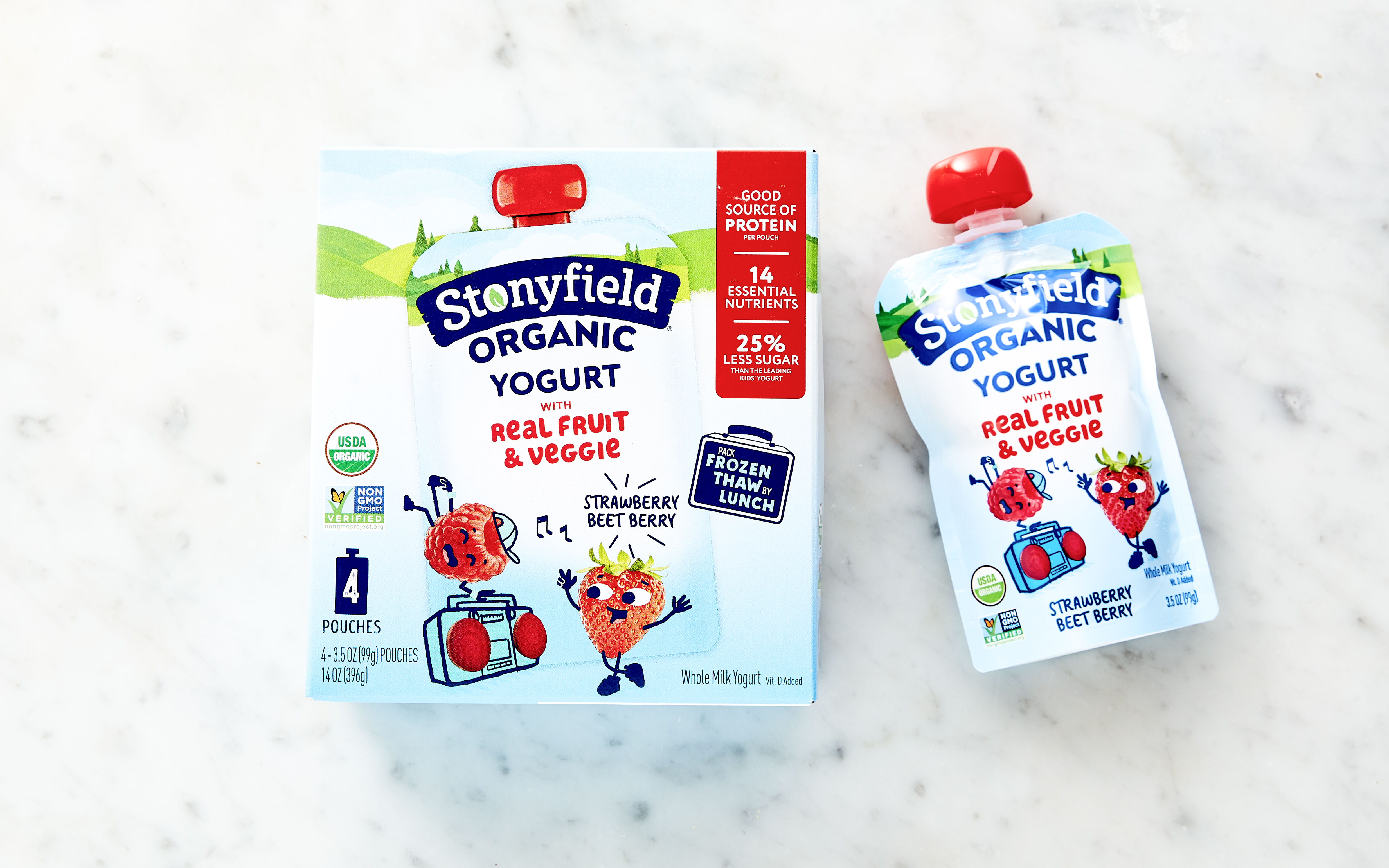 Organic Kids Strawberry Beet Berry Whole Milk Yogurt Pouches