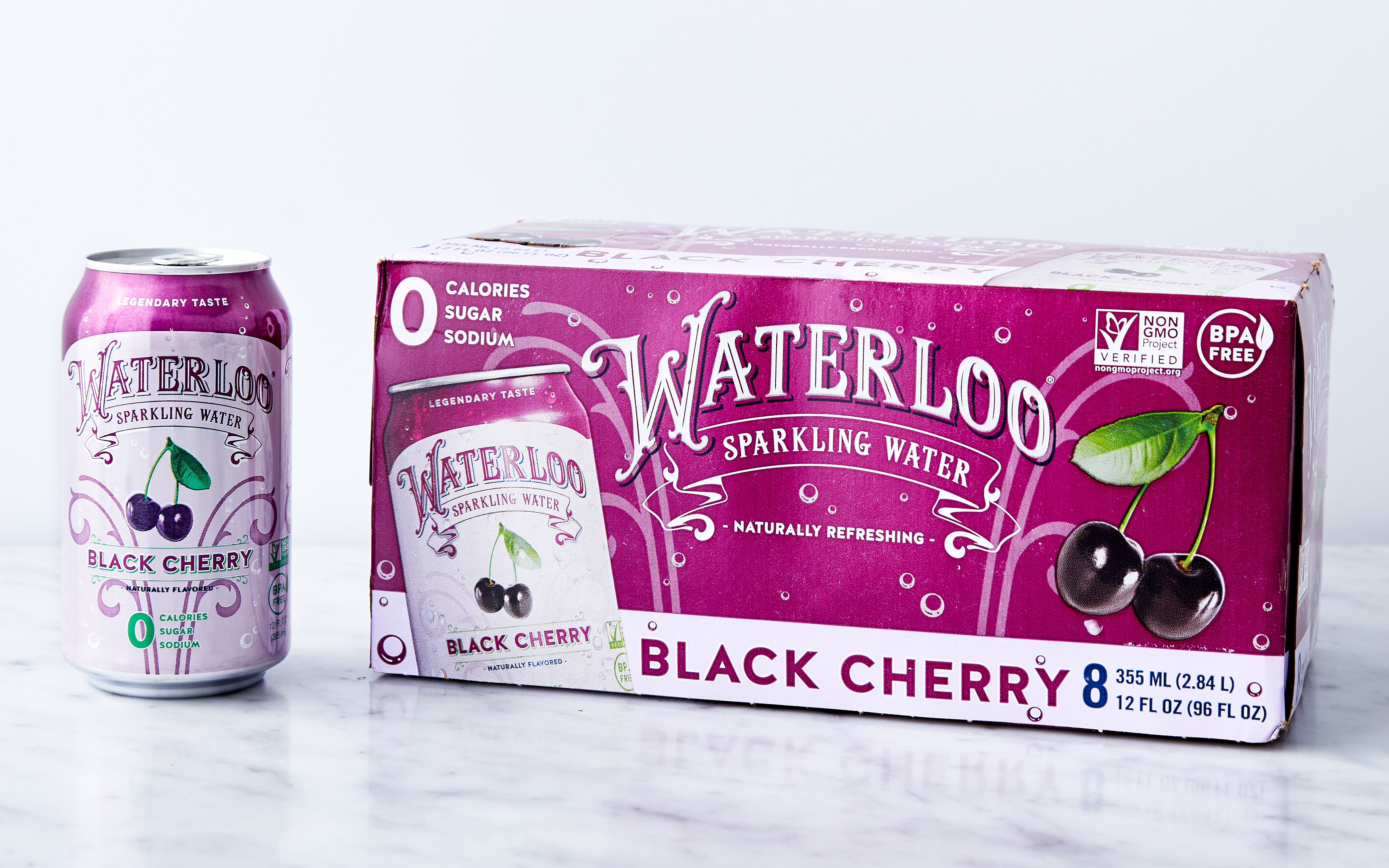 Black Cherry Sparkling Water 8 count Waterloo Sparkling Water