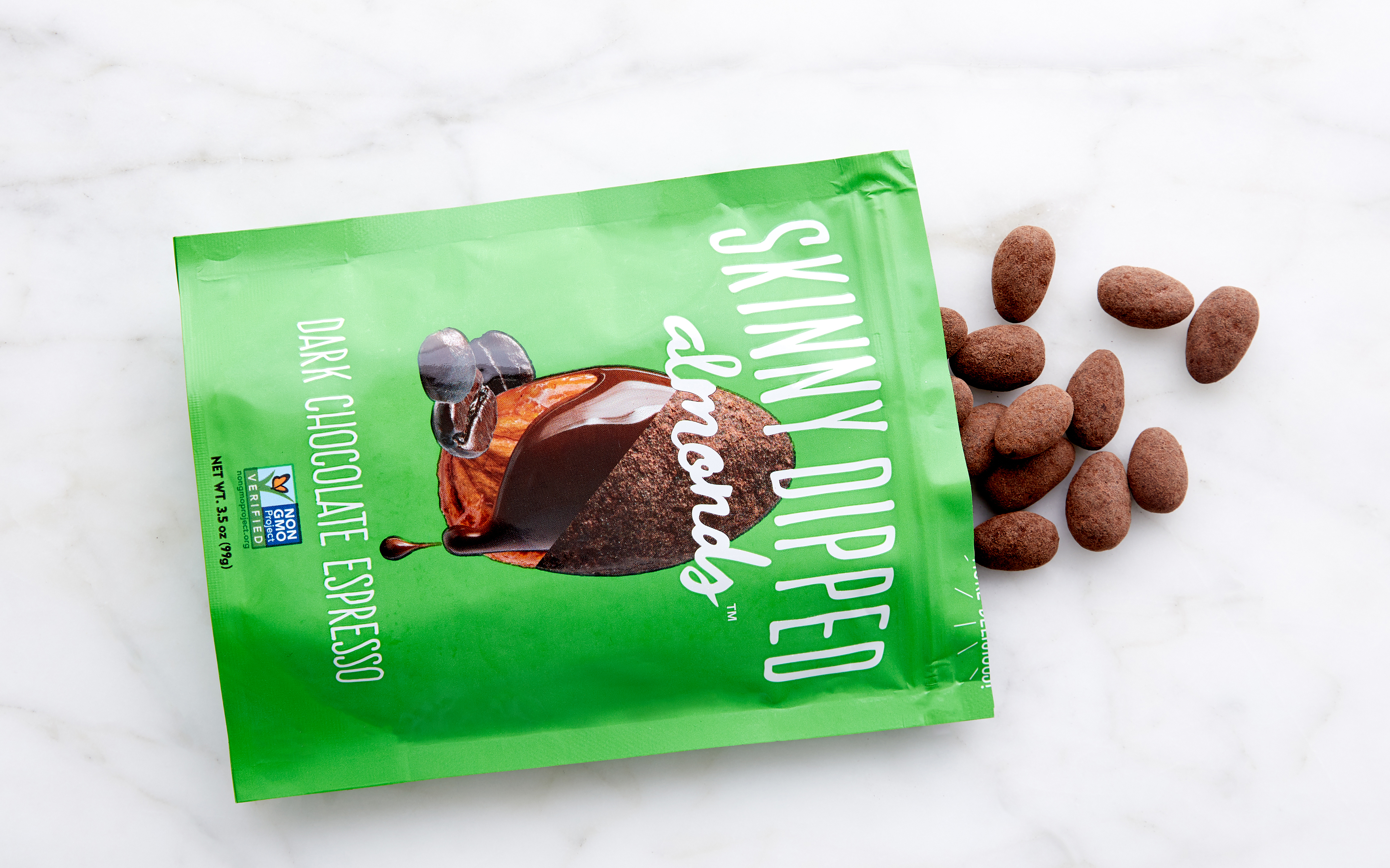 Dark Chocolate Espresso Almonds 3.5 oz SkinnyDipped Almonds Good Eggs