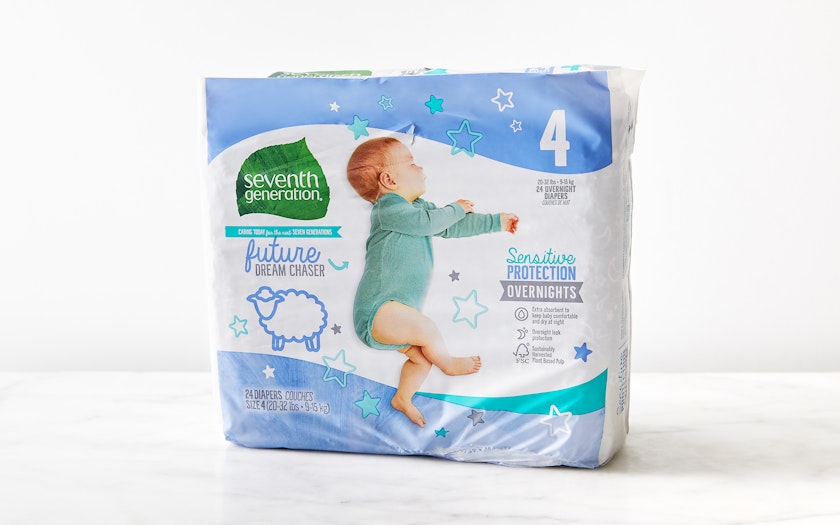Overnight Baby Diapers Stage 4 (20-32 lb), 24 count, Seventh Generation