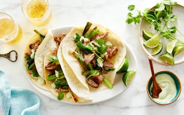 Carnitas Tacos with Charred Spring Onions