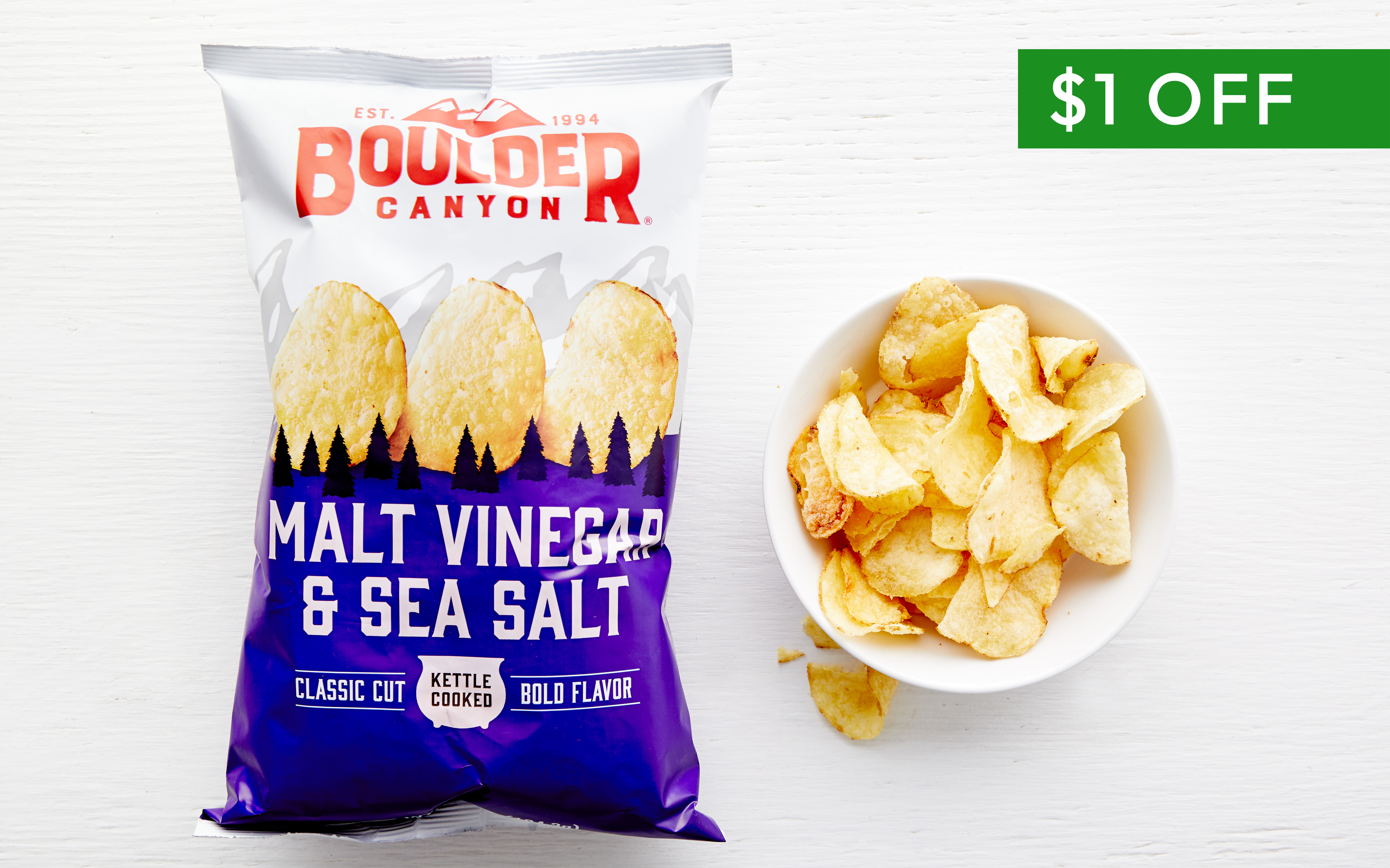 Malt Vinegar & Sea Salt Kettle Potato Chips 6.5 oz Boulder Canyon