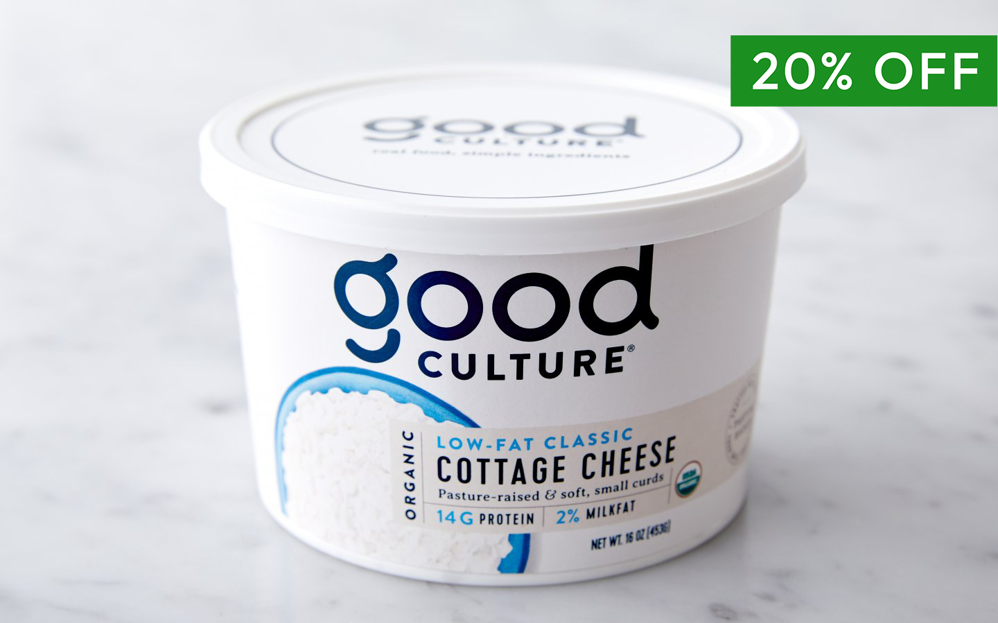 Organic LowFat Classic Cottage Cheese 16 oz Good Culture Good Eggs