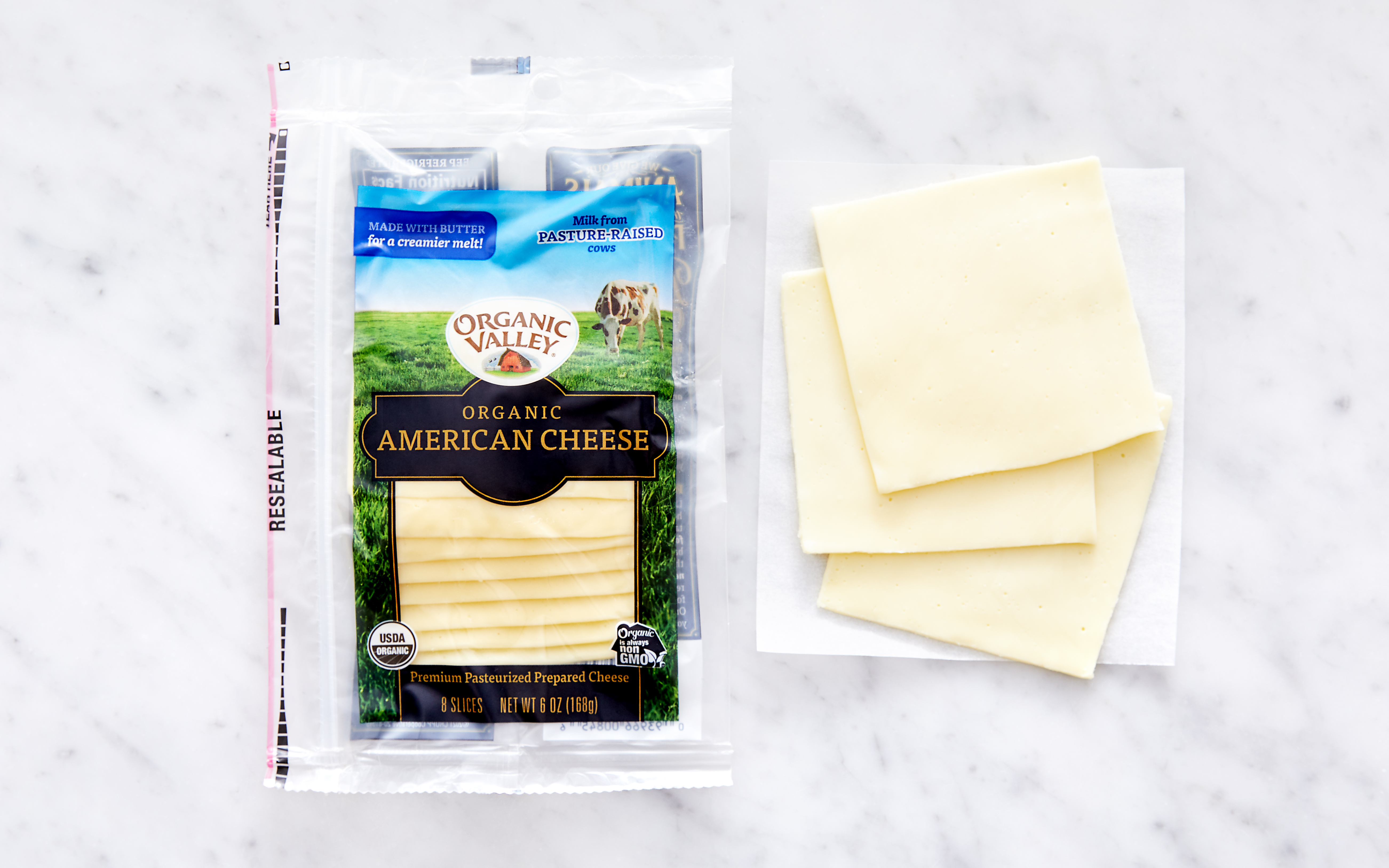 Organic Sliced White Cheddar American Cheese 6 oz Organic Valley