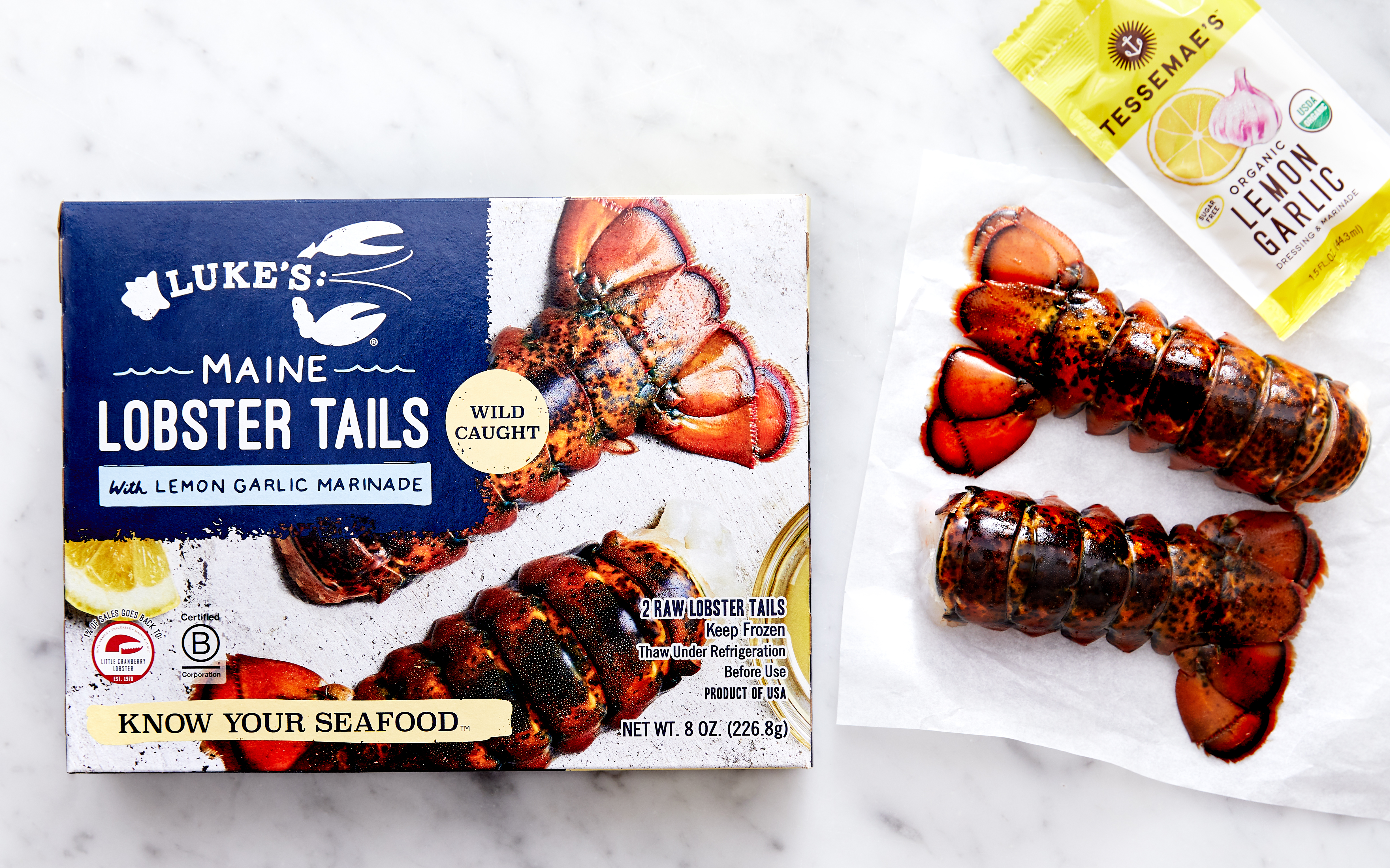 Maine Lobster Tail with Lemon Garlic Marinade (Frozen) Luke's Lobster Good Eggs