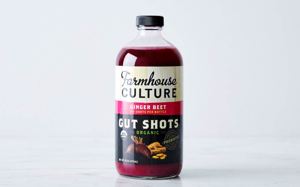 Organic Ginger Beet Probiotic Gut Shot 16 fl oz Farmhouse Culture