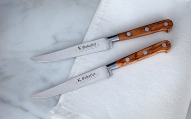 K Sabatier Authentique 5" Olive Stainless Steak Knives