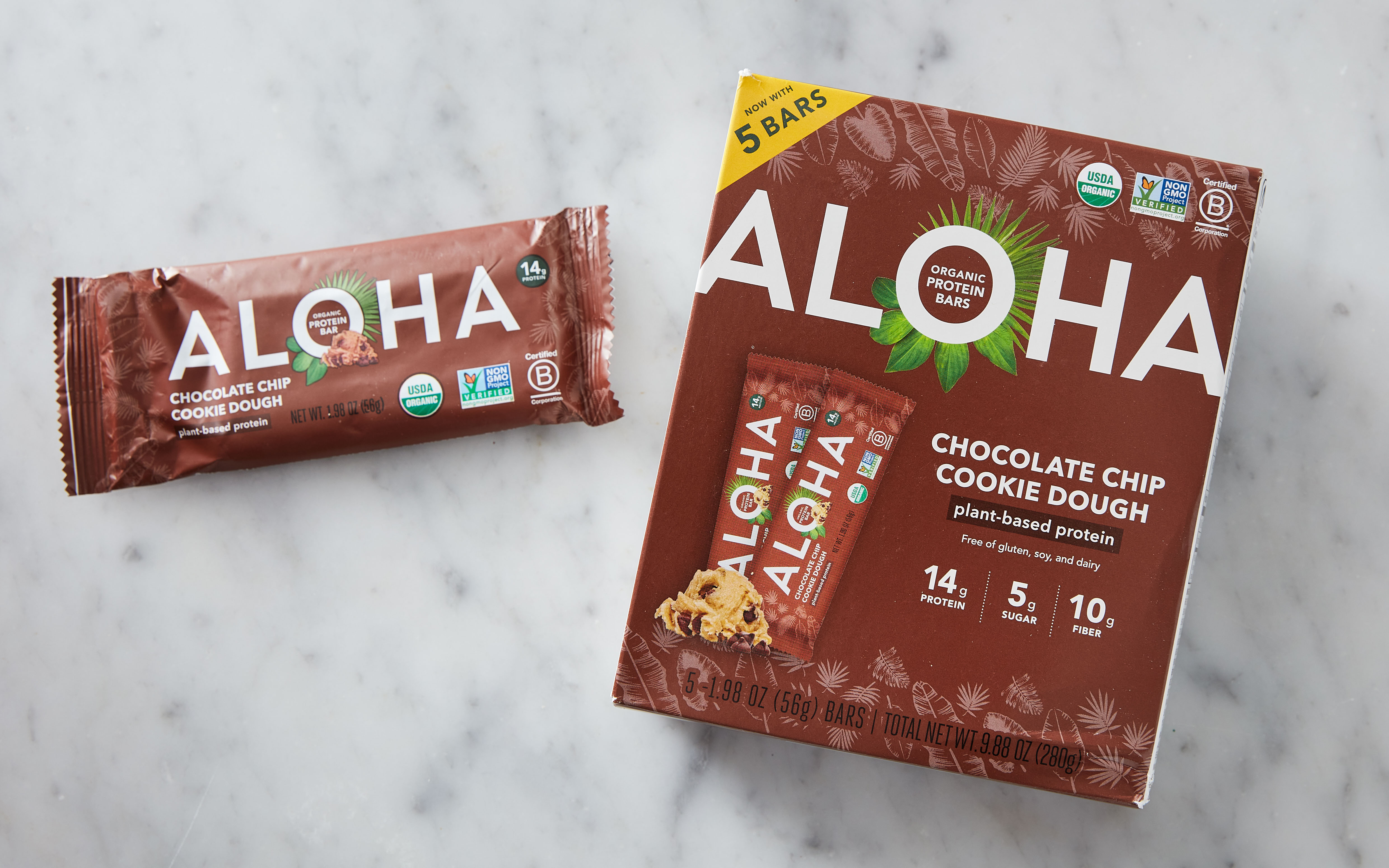 Chocolate Chip Cookie Dough Protein Bars 5Pack 5 count Aloha