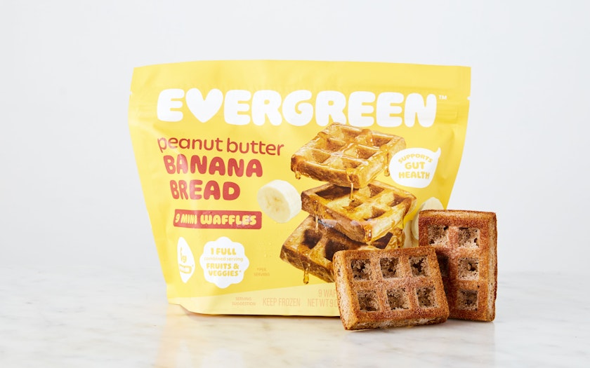 Peanut Butter & Banana Frozen Waffles, 9 oz, Evergreen Waffles