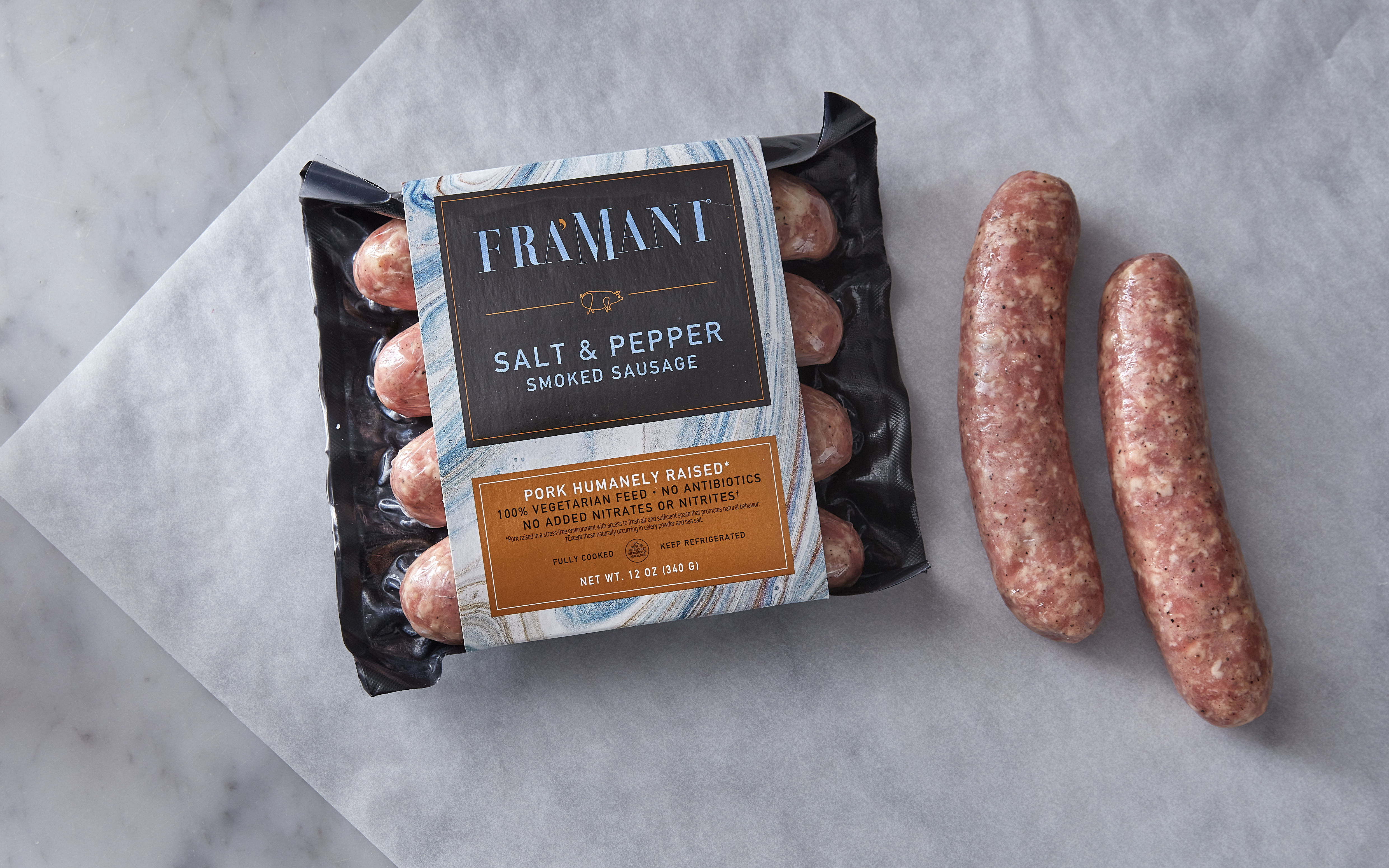 Salt & Pepper Pork Sausage 12 oz Fra' Mani Handcrafted Foods Good