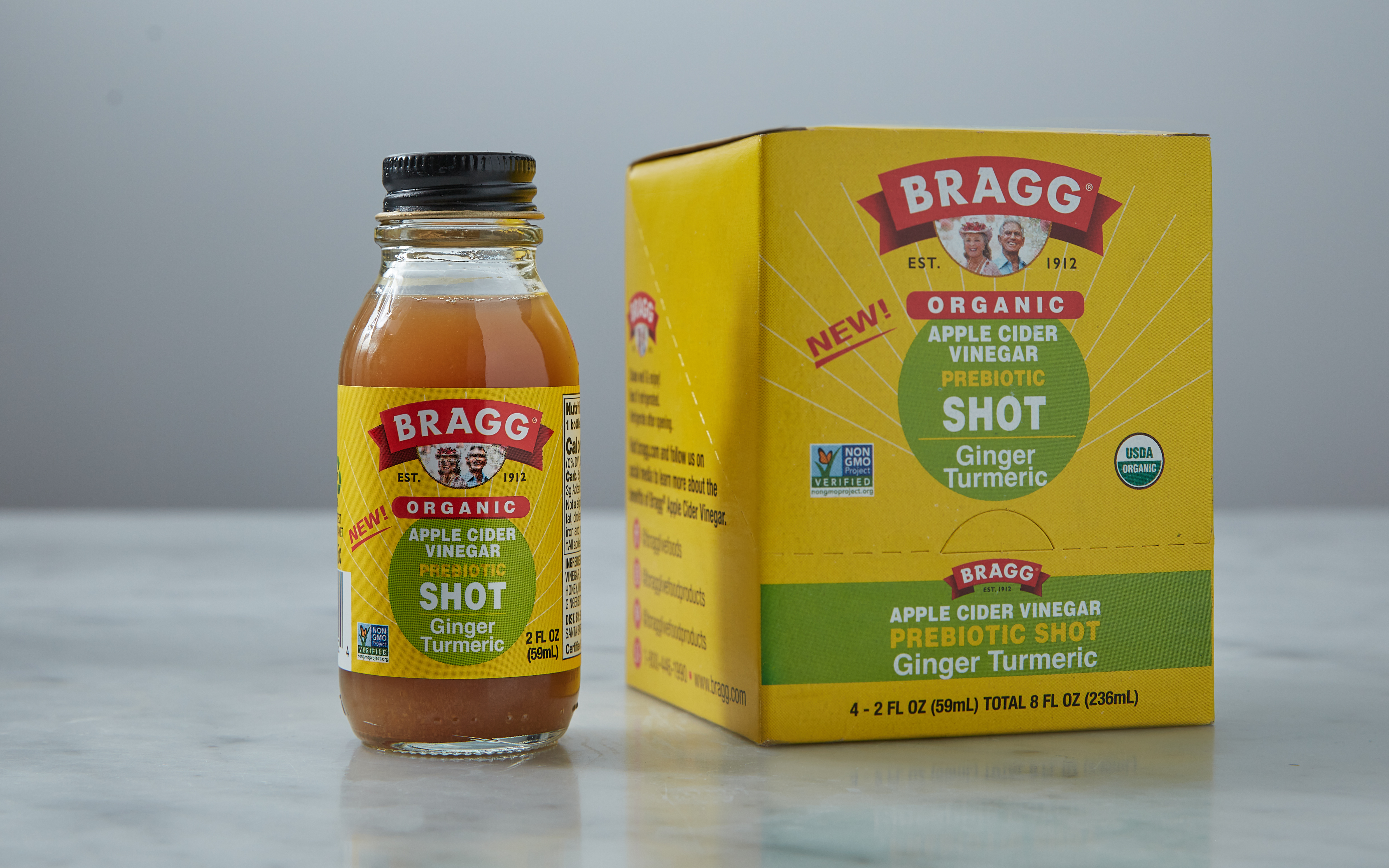 Ginger Turmeric Apple Cider Vinegar Prebiotic Shot 4 count Bragg