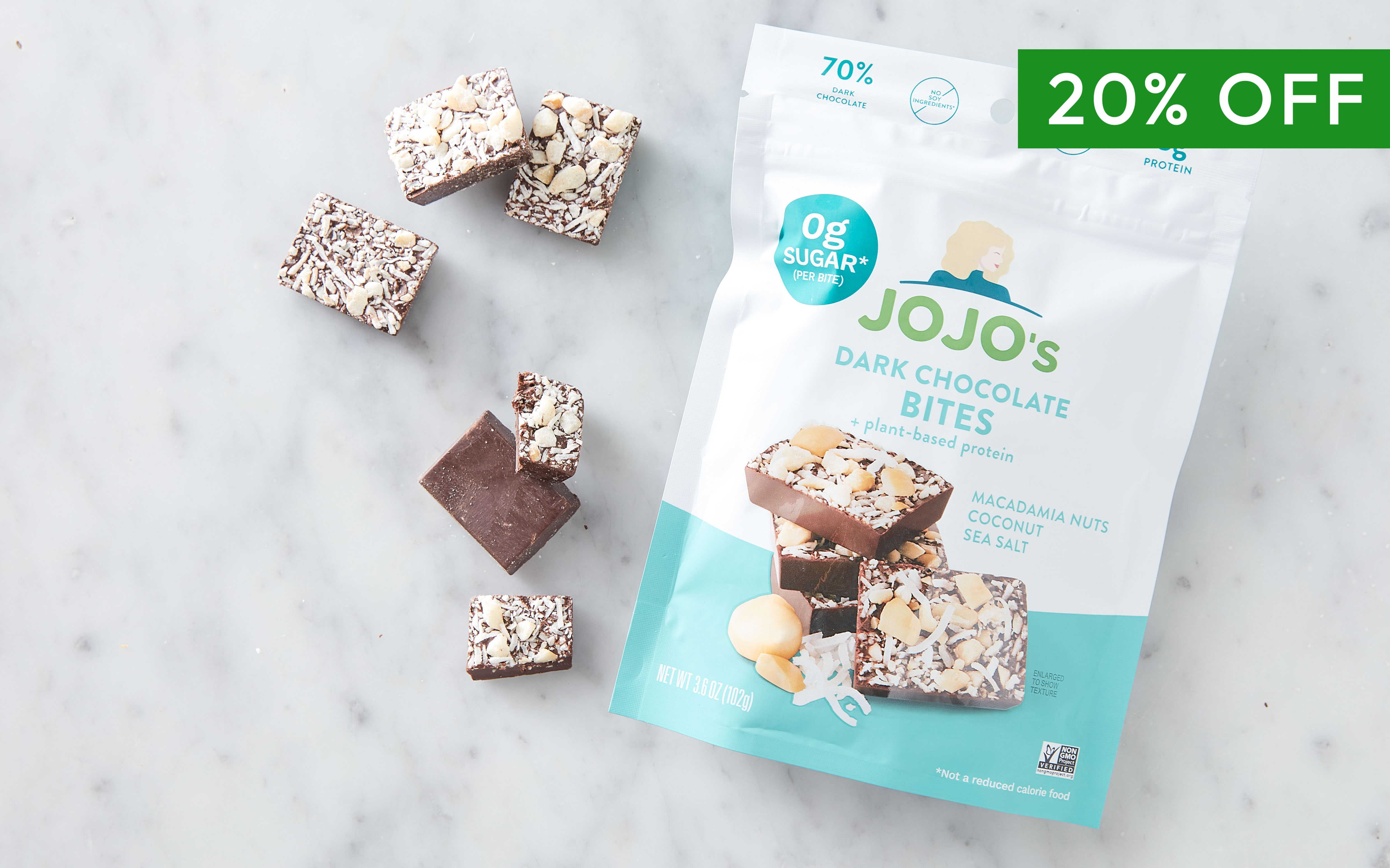 Chocolate Macadamia Coconut Sea Salt Dark Chocolate Bites 3.6 oz JOJO's Chocolate Good Eggs