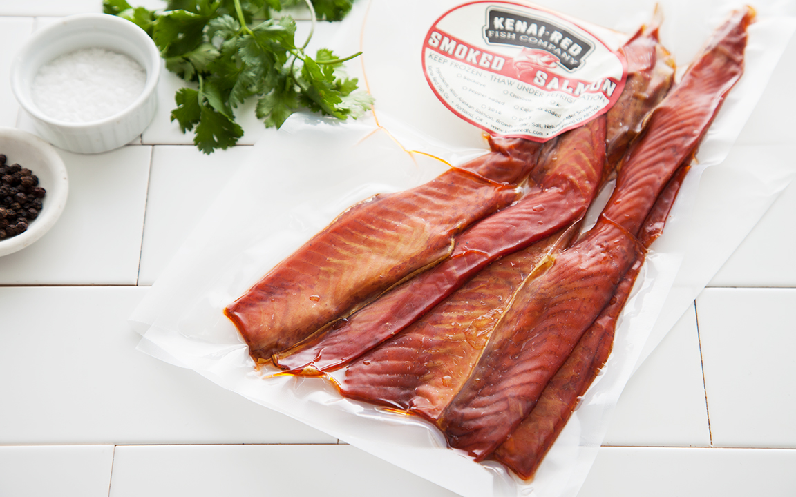 Wild Alaskan Smoked Salmon Bellies (Frozen) 8 oz Kenai Red Fish