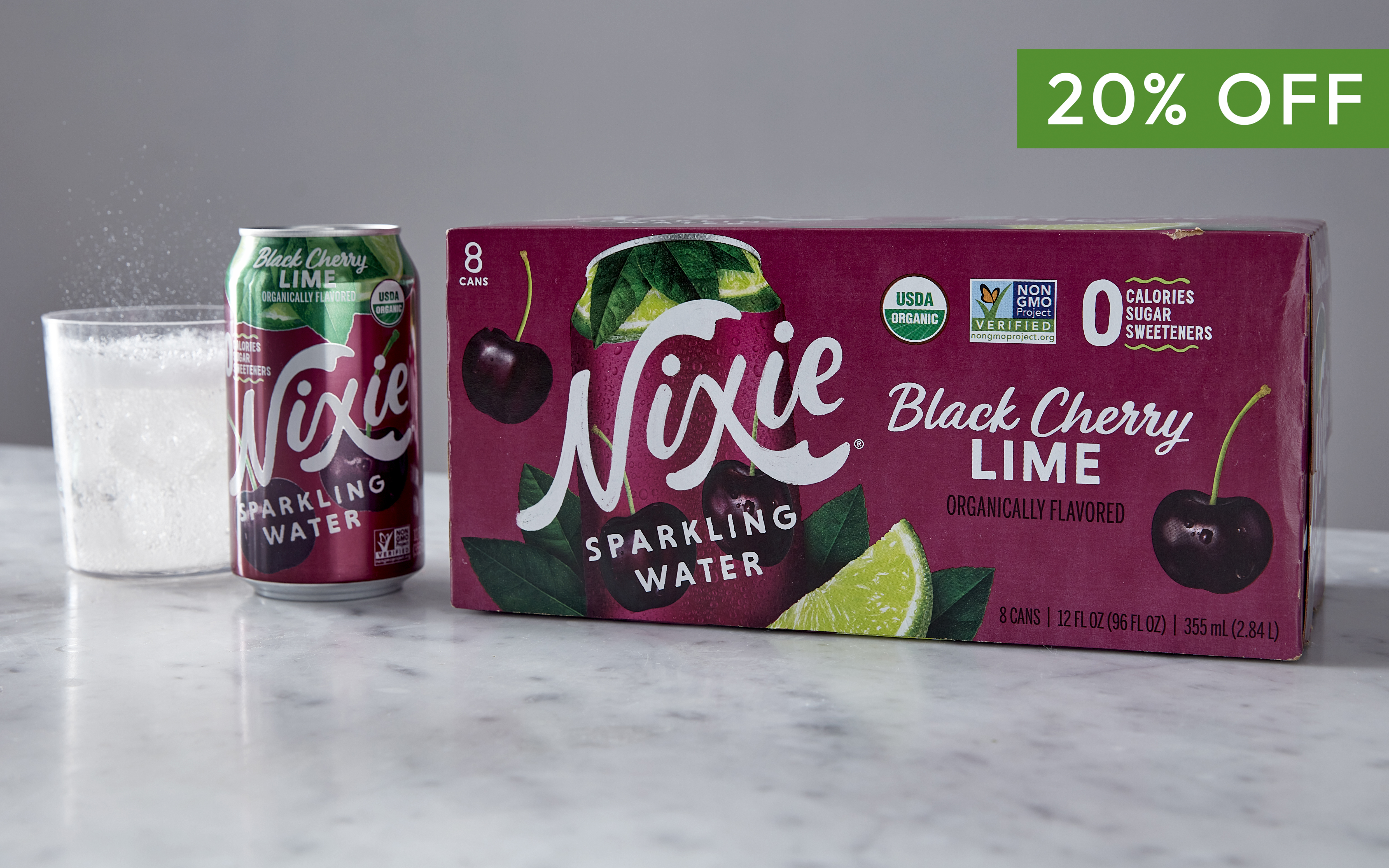 Black Cherry Lime Sparkling Water 8 count Nixie Sparkling Water