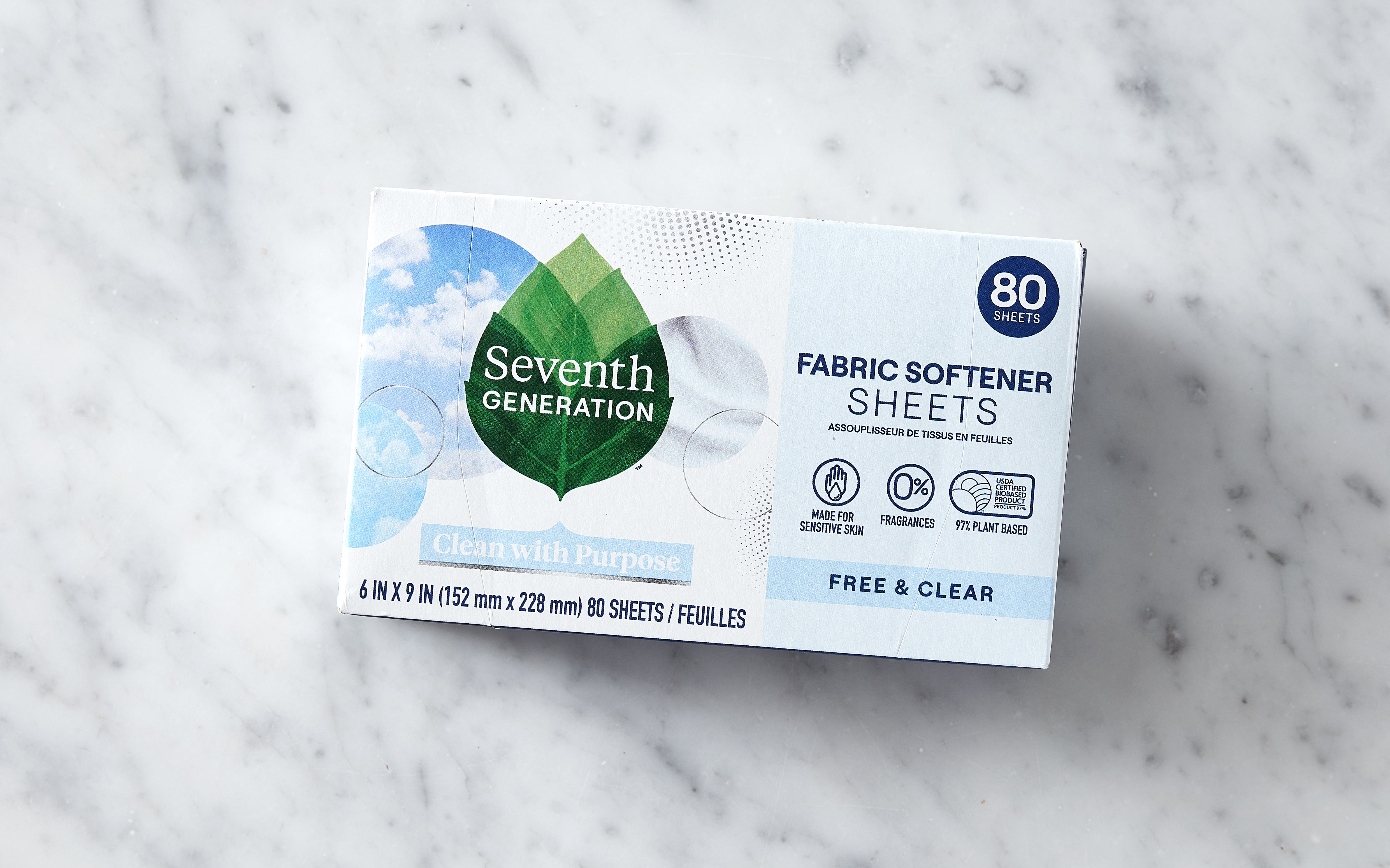 Free & Clear Fabric Softener Sheets 80 count Seventh Generation