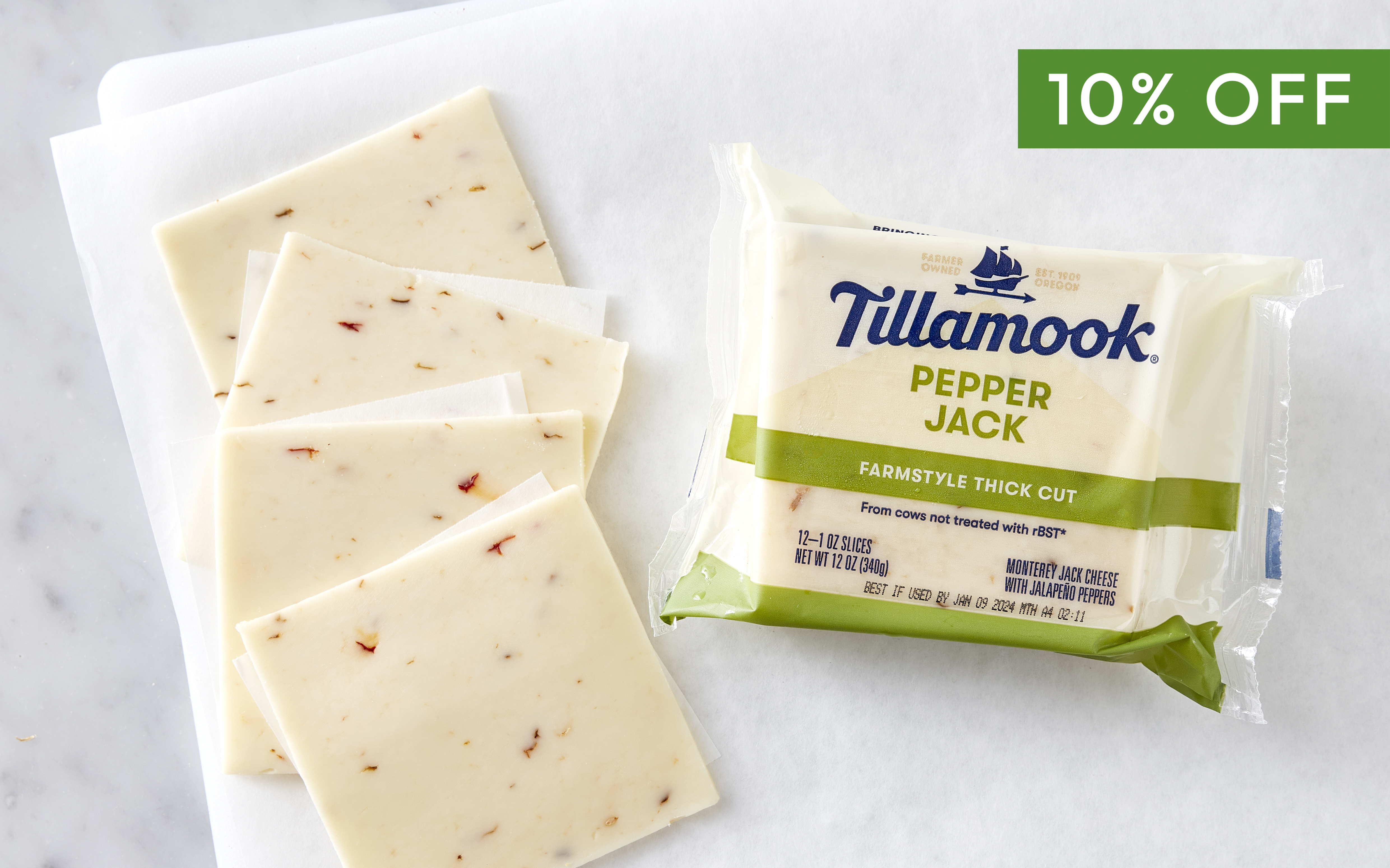 Pepper Jack Cheese Slices 12 oz Tillamook Good Eggs
