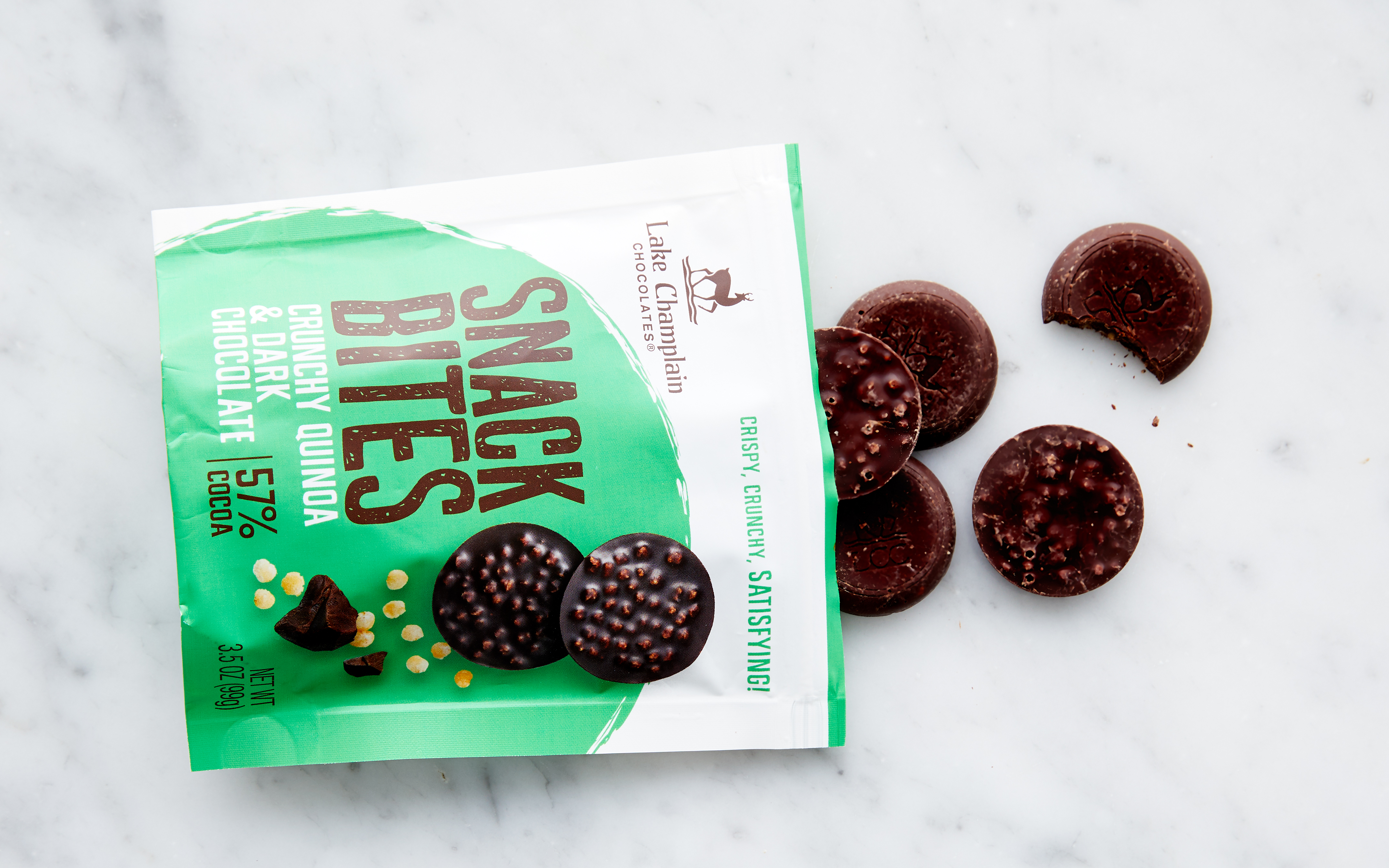 Organic Dark Chocolate & Crunchy Quinoa Snack Bites 3.5 oz Lake