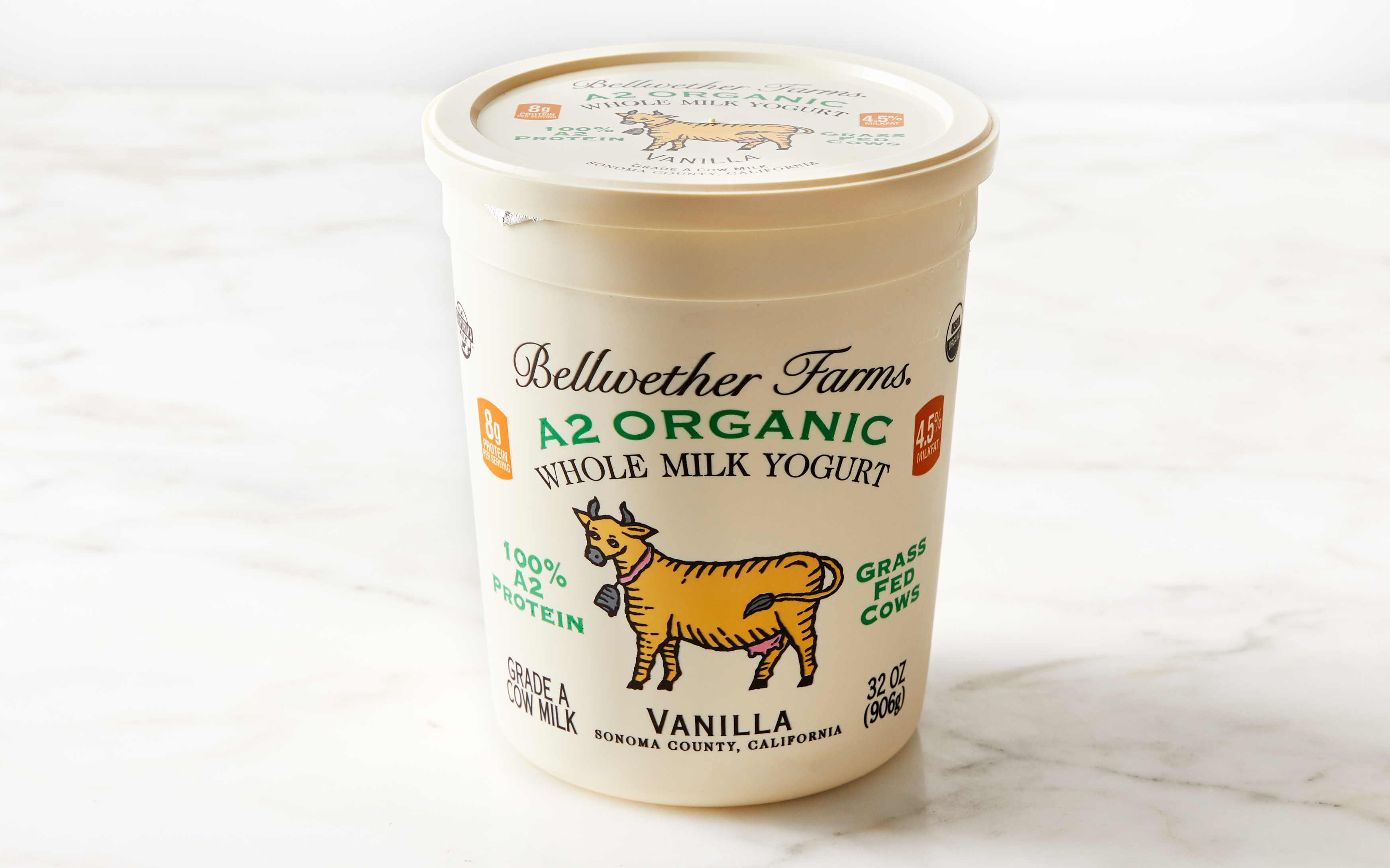 A2 Organic Vanilla Whole Milk Yogurt 32 oz Bellwether Farms Good Eggs