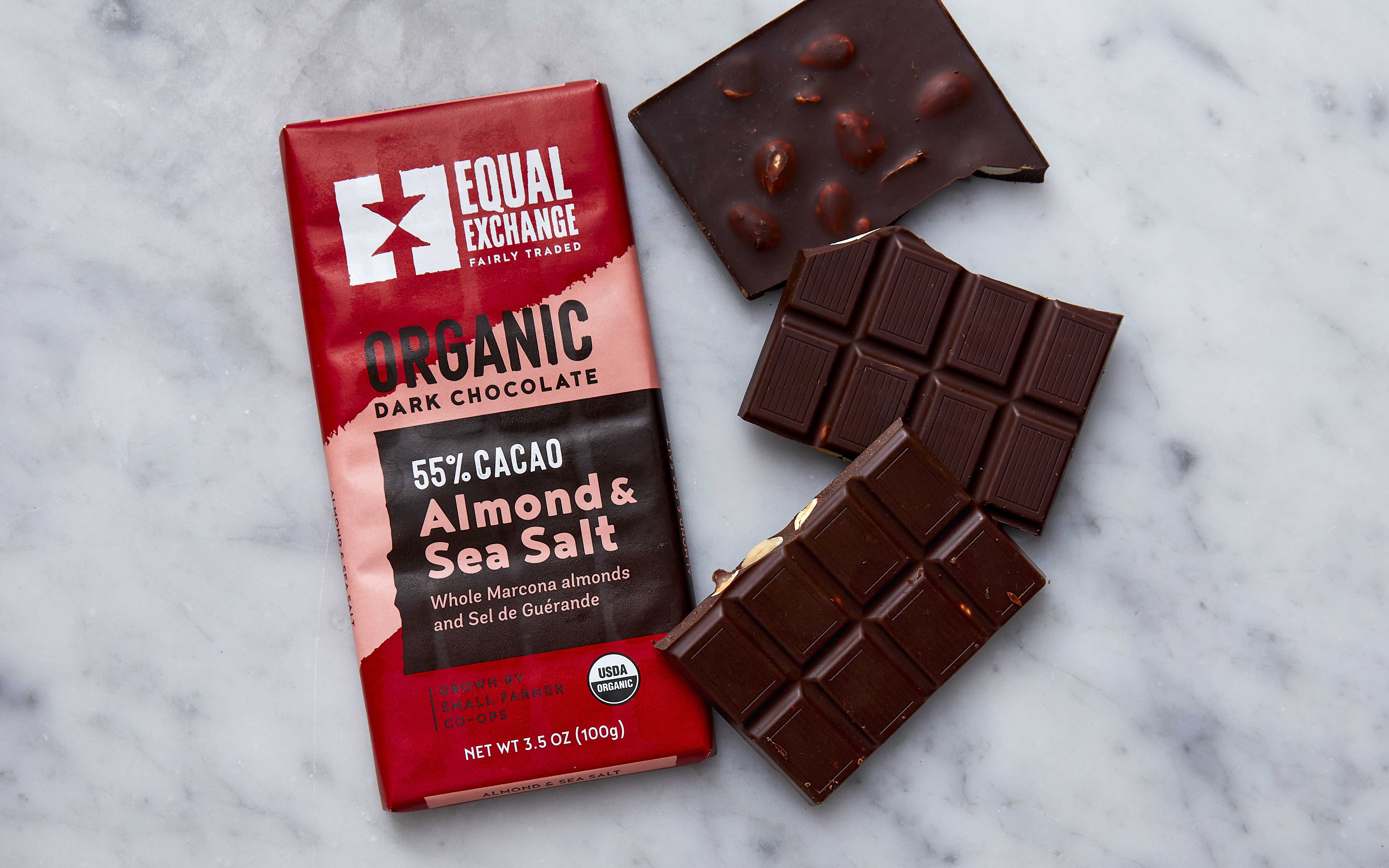 Organic 55 Dark Chocolate Almond & Sea Salt Bar 3.5 oz Equal