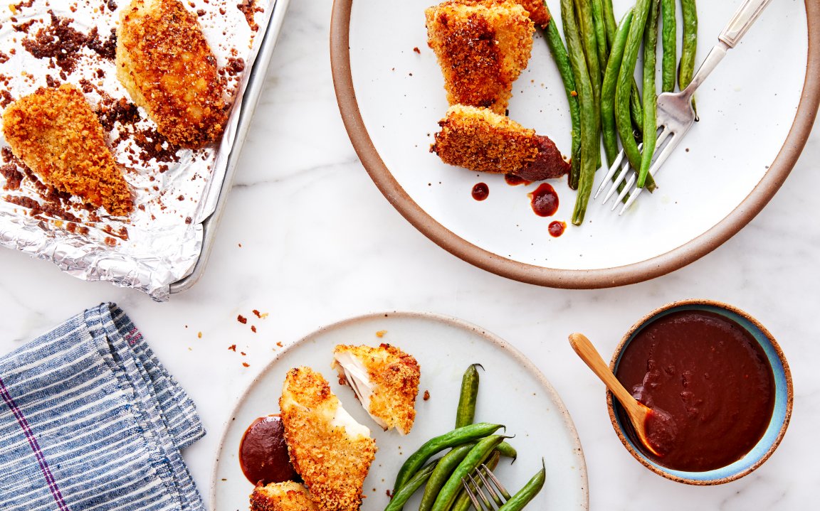 Oven-Fried Chicken Tenders with Green Beans & BBQ Sauce | 3