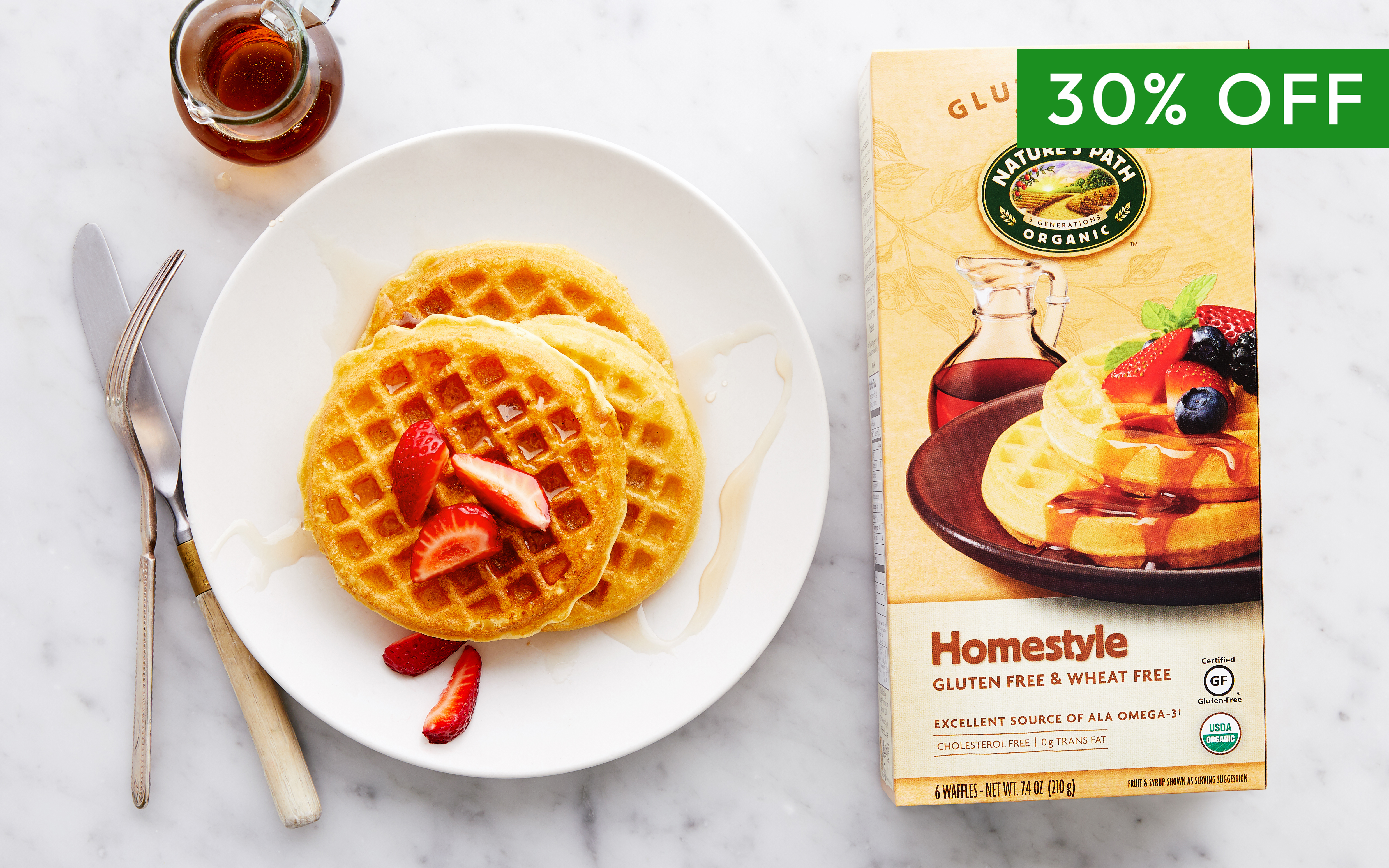Organic GlutenFree Homestyle Waffles 6 count Nature's Path Good Eggs