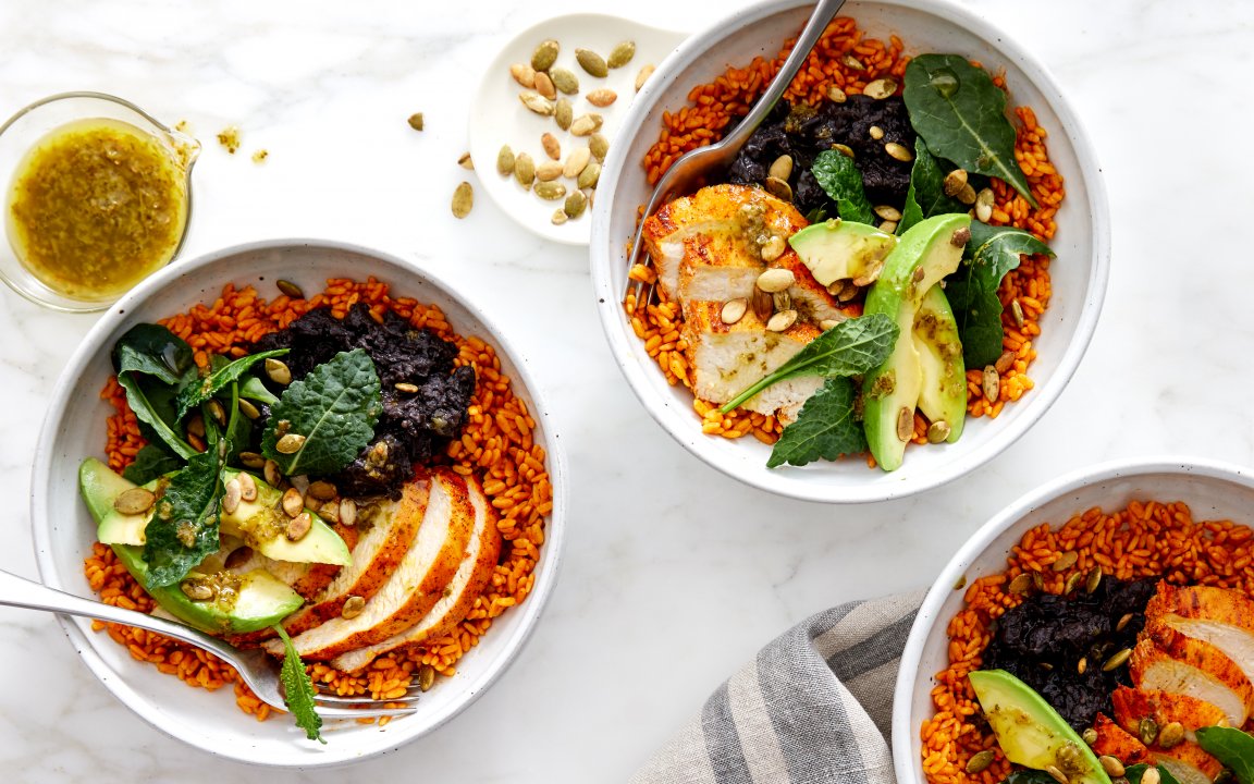 HighProtein Chicken Burrito Bowls 3 servings Good Eggs Meal Kits