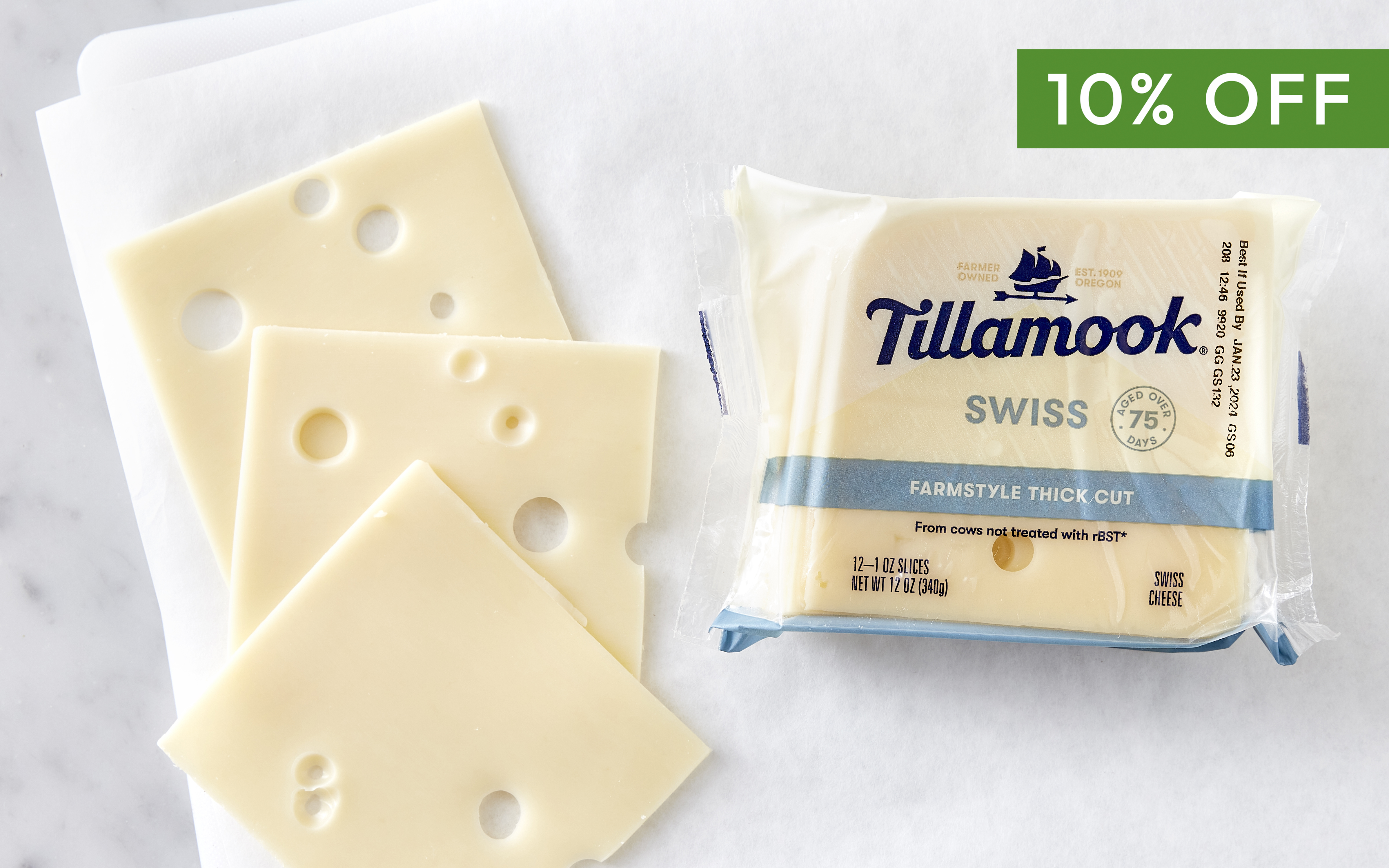 Swiss Cheese Slices | 12 Oz | Tillamook | Good Eggs