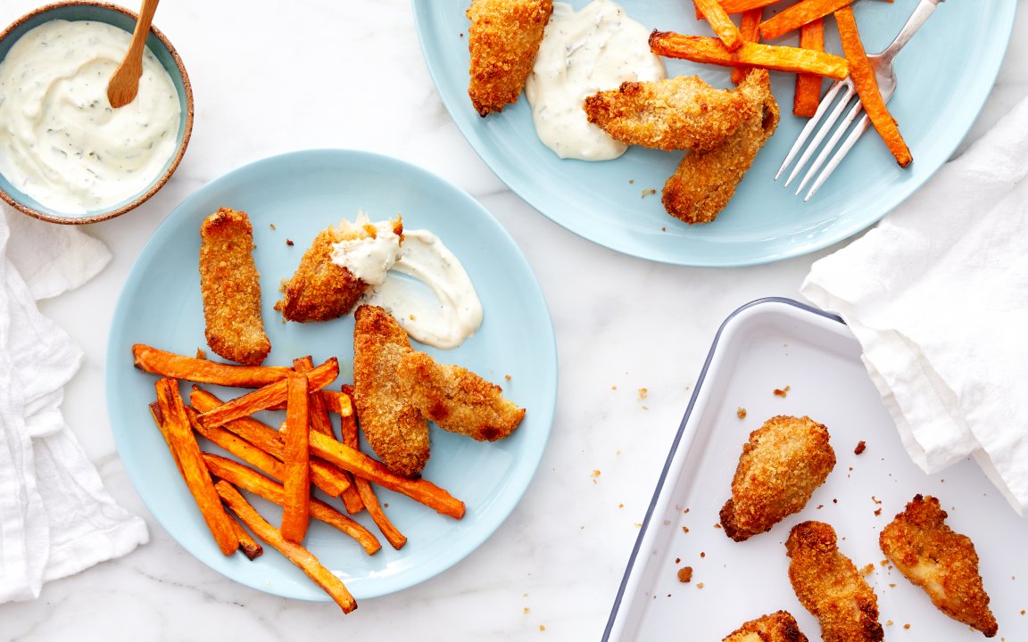 DairyFree Chicken Tenders with Sweet Potato Fries & Vegan Ranch 3