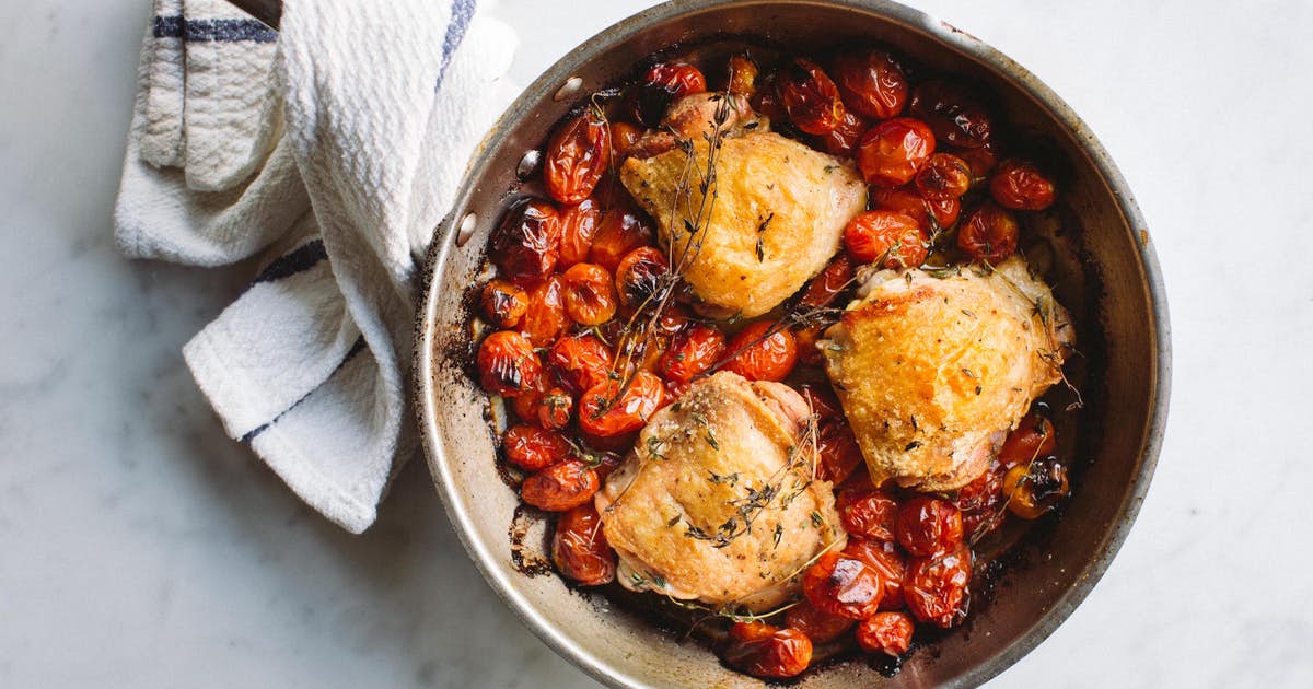 OnePan Chicken Thighs with Blistered Cherry Tomatoes 3 servings